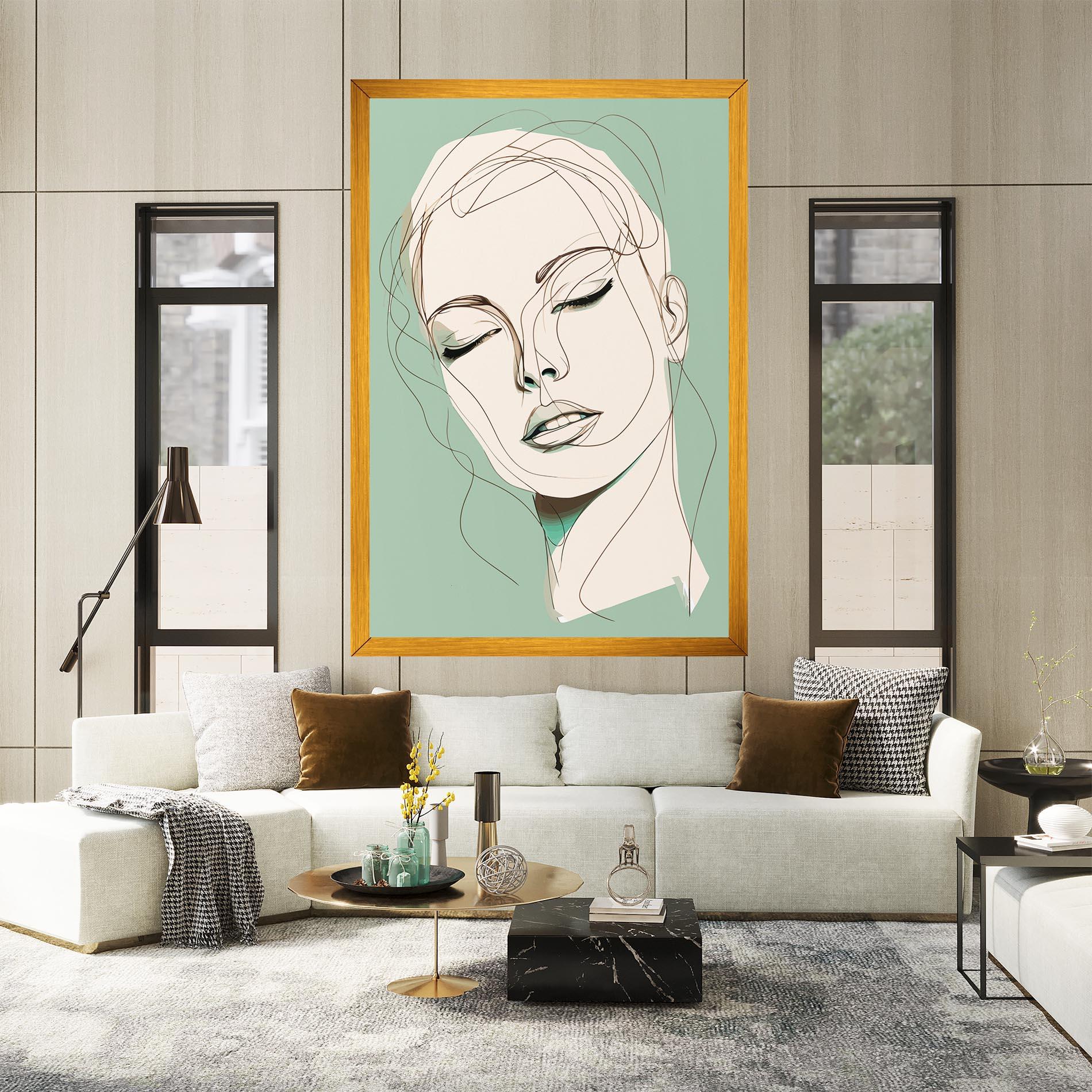 Obraz na Płótnie Green White Face mockup 2