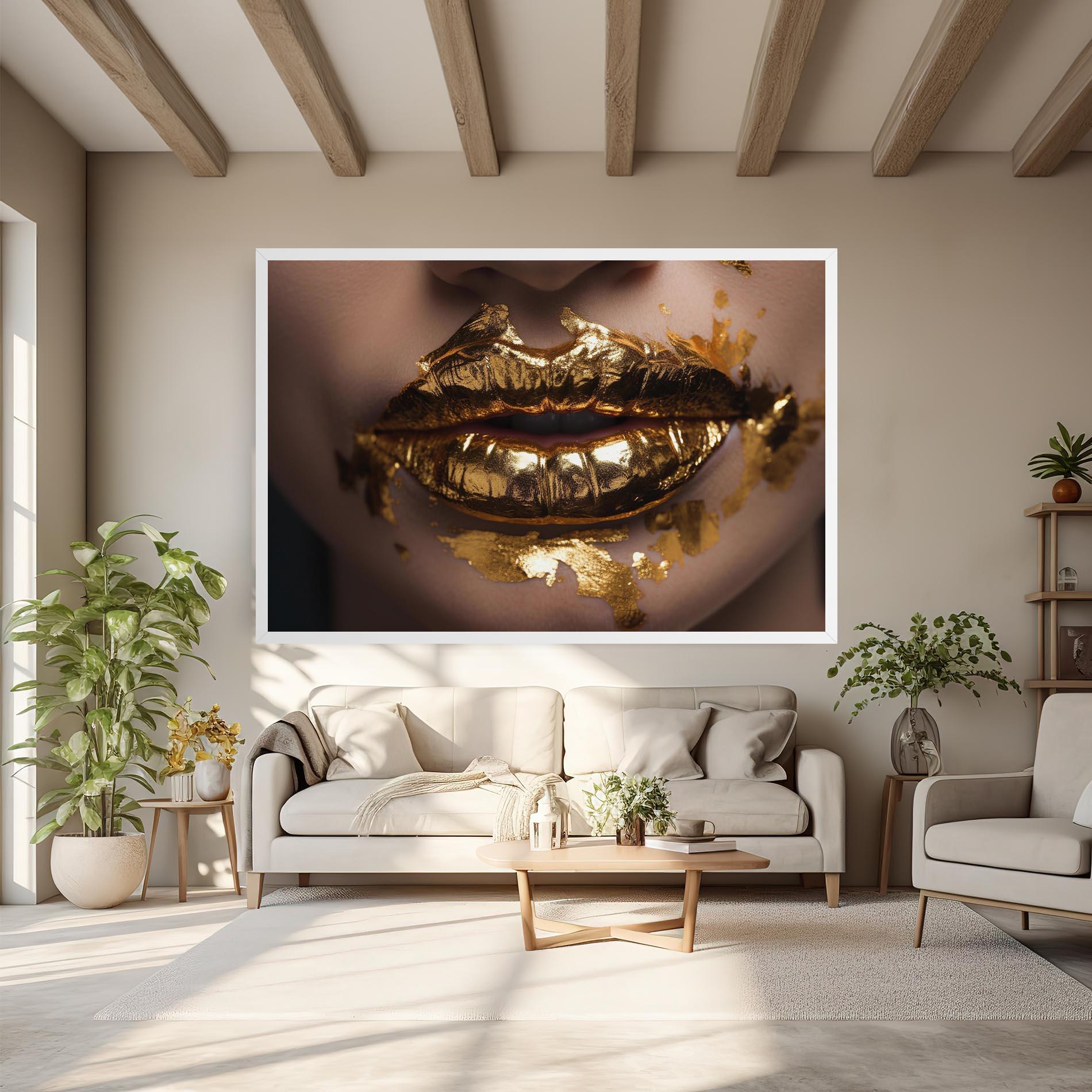 Obraz na Płótnie Close Gold Lips mockup 6