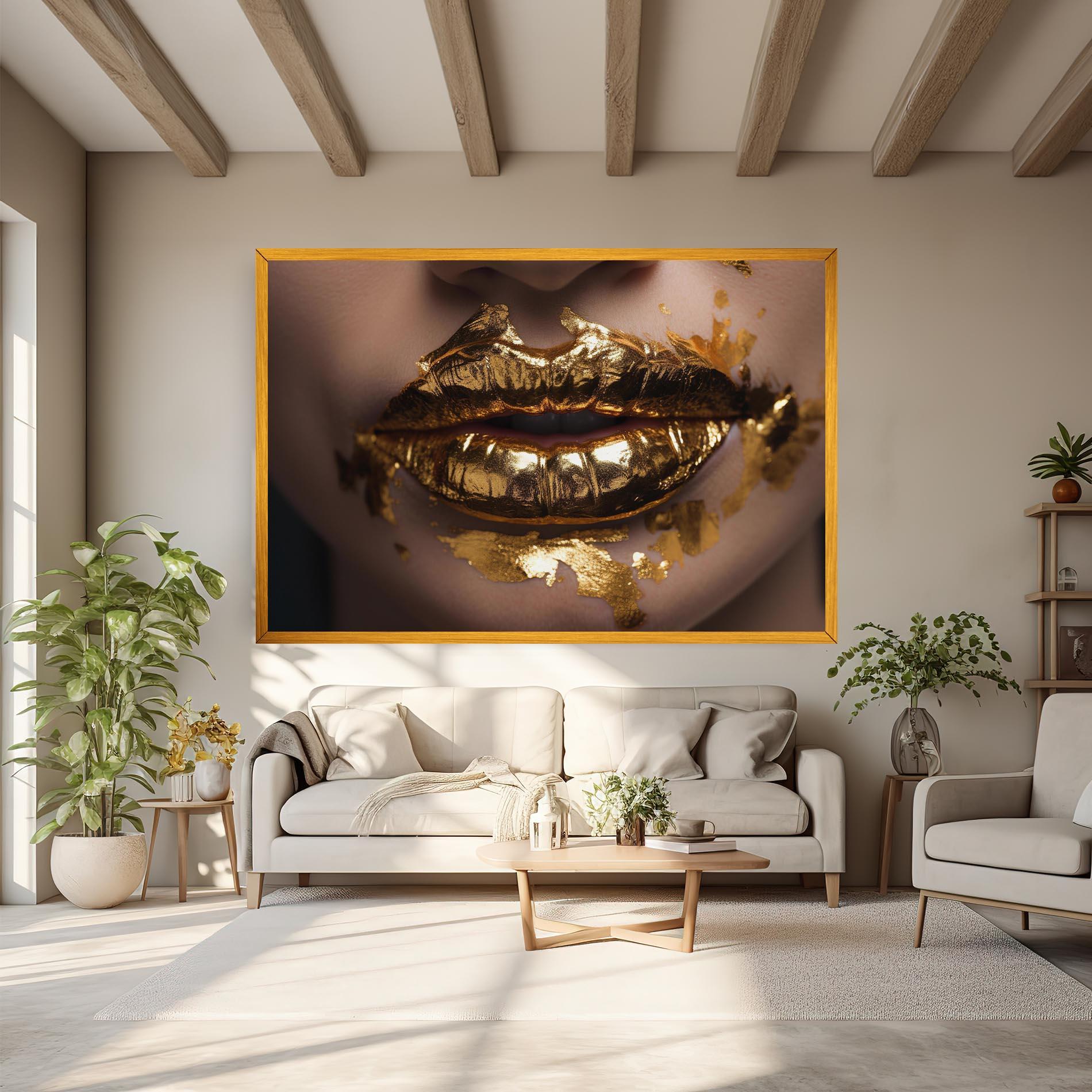 Obraz na Płótnie Close Gold Lips mockup 6