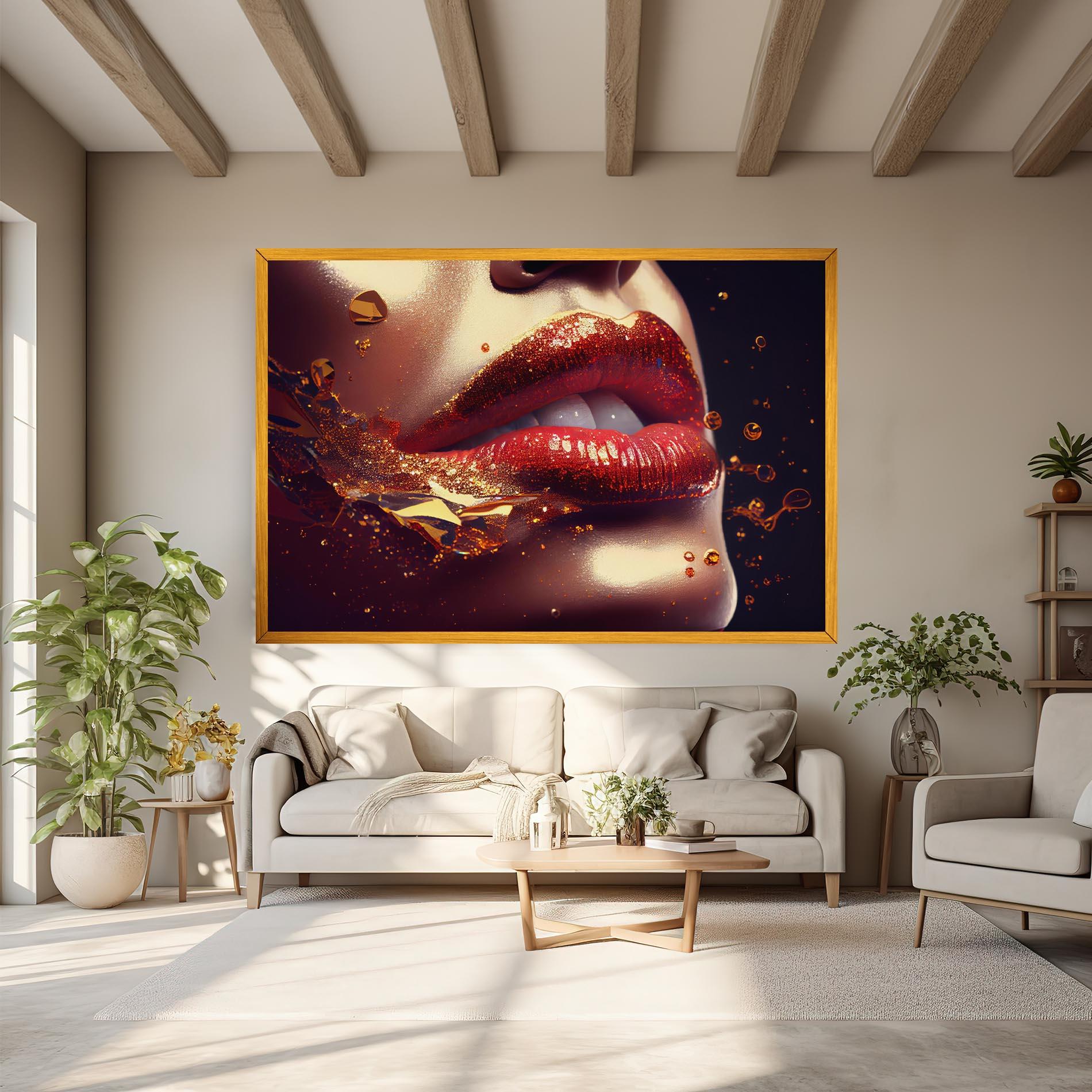 Obraz na Płótnie Gold Glitter Lips mockup 6