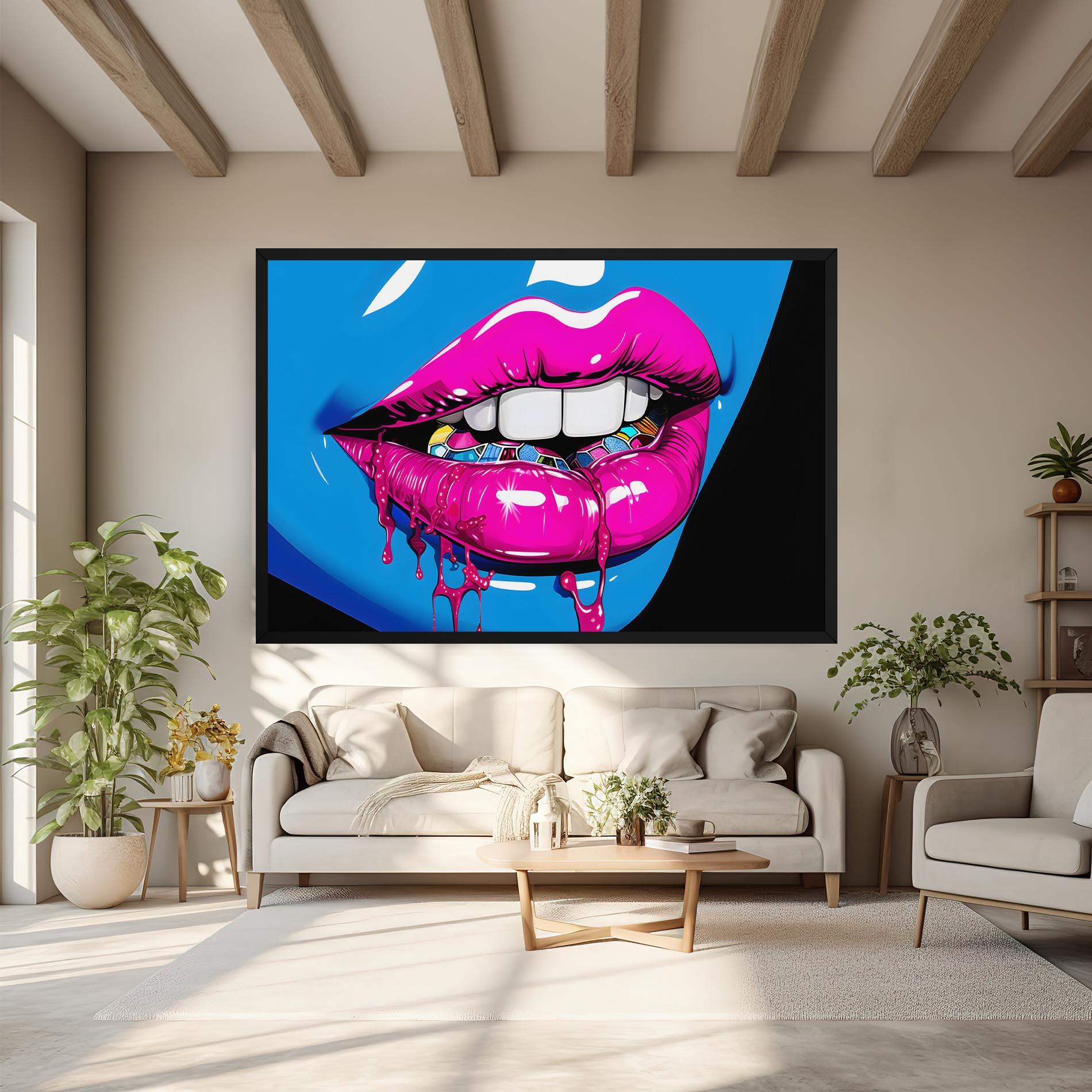 Obraz na Płótnie Blue Pink Lips Art mockup 6