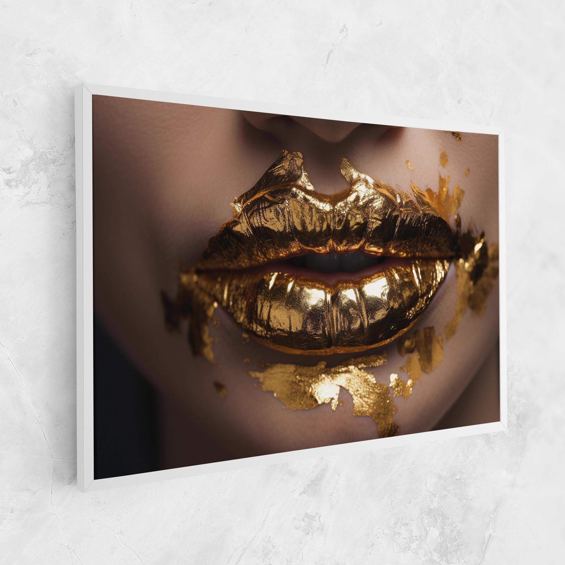 Obraz na Płótnie Close Gold Lips mockup 1