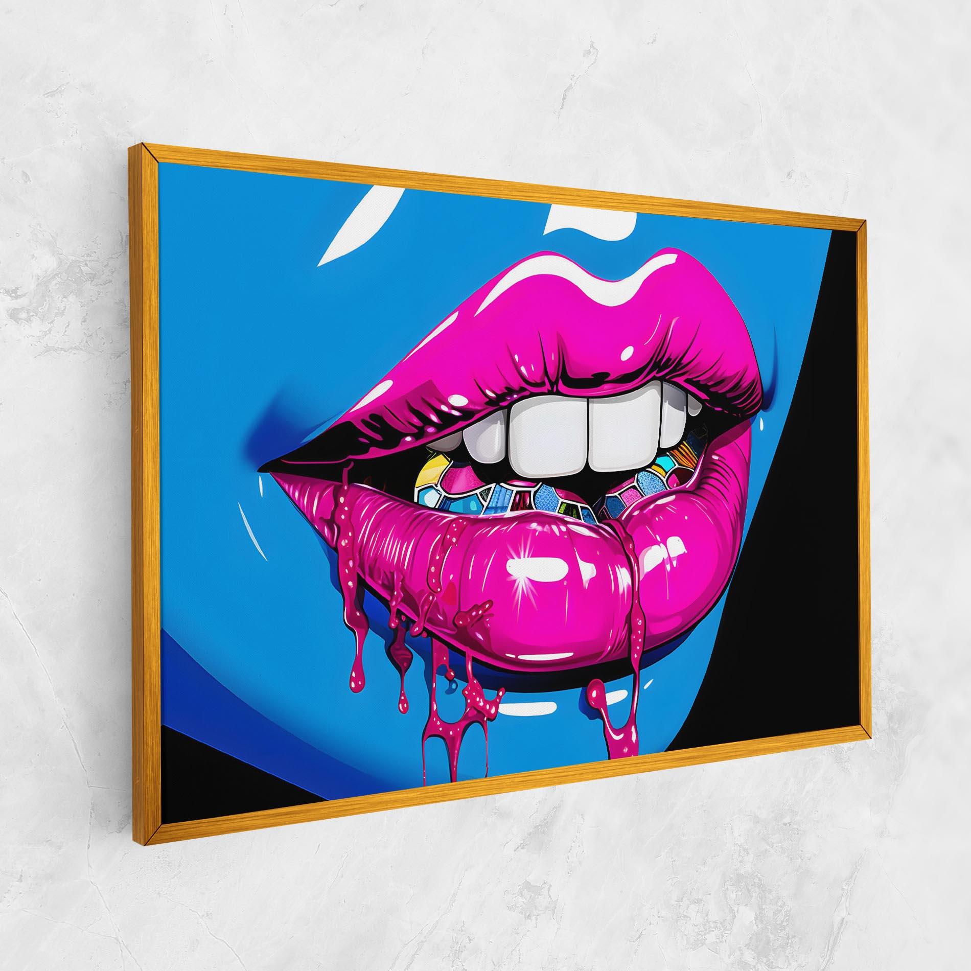 Obraz na Płótnie Blue Pink Lips Art mockup 1