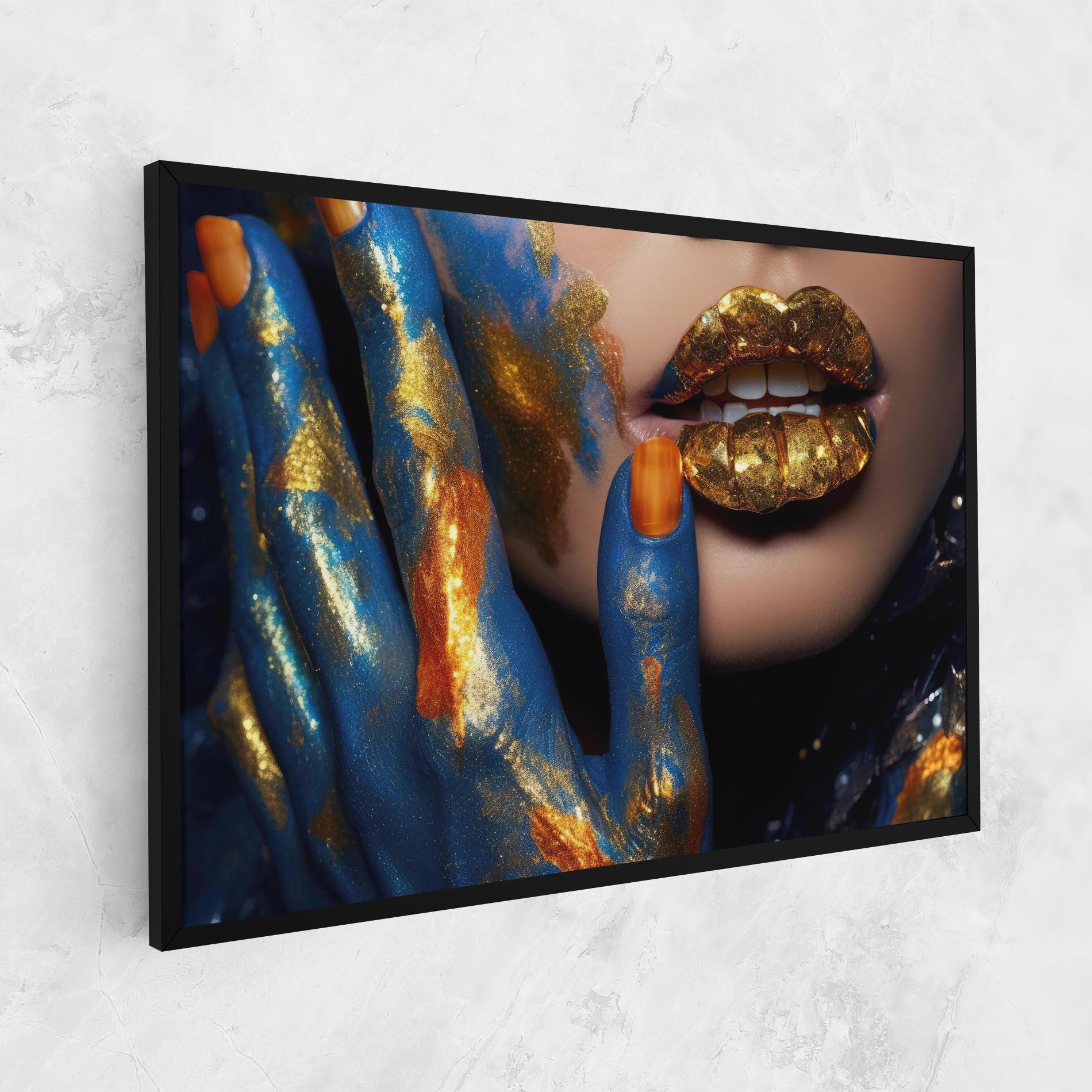 Obraz na Płótnie Blue Hand Lips mockup 1