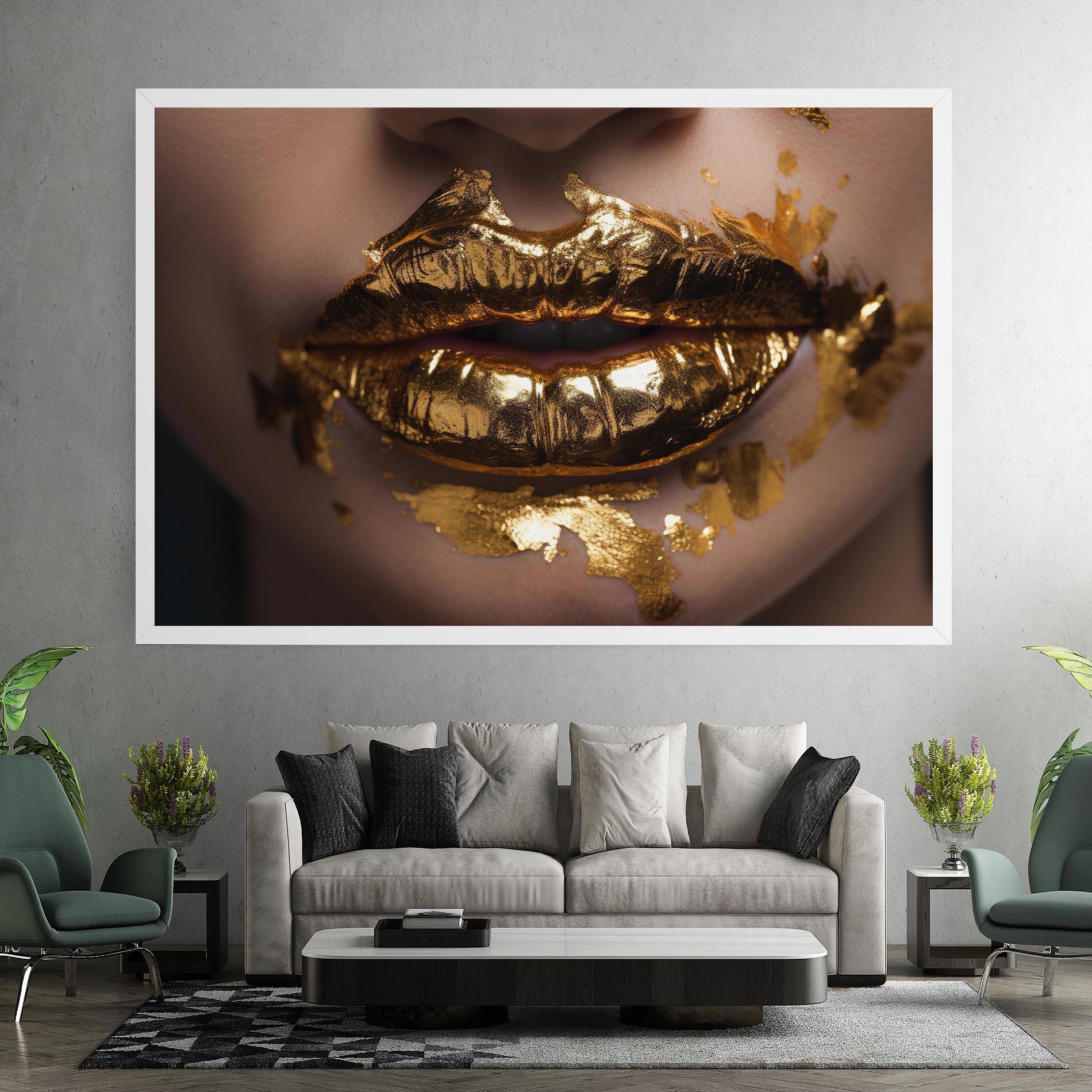 Obraz na Płótnie Close Gold Lips mockup 7