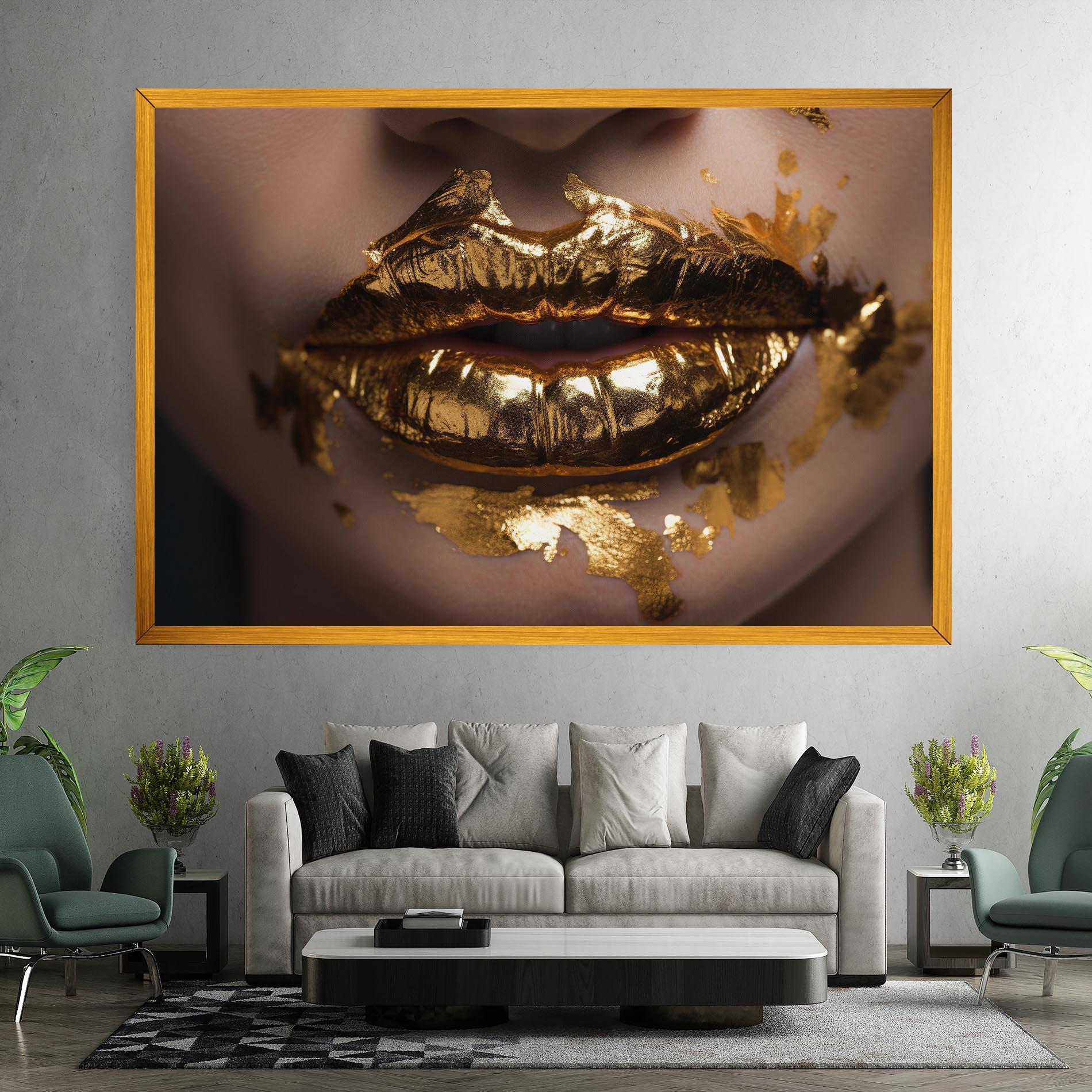 Obraz na Płótnie Close Gold Lips mockup 7