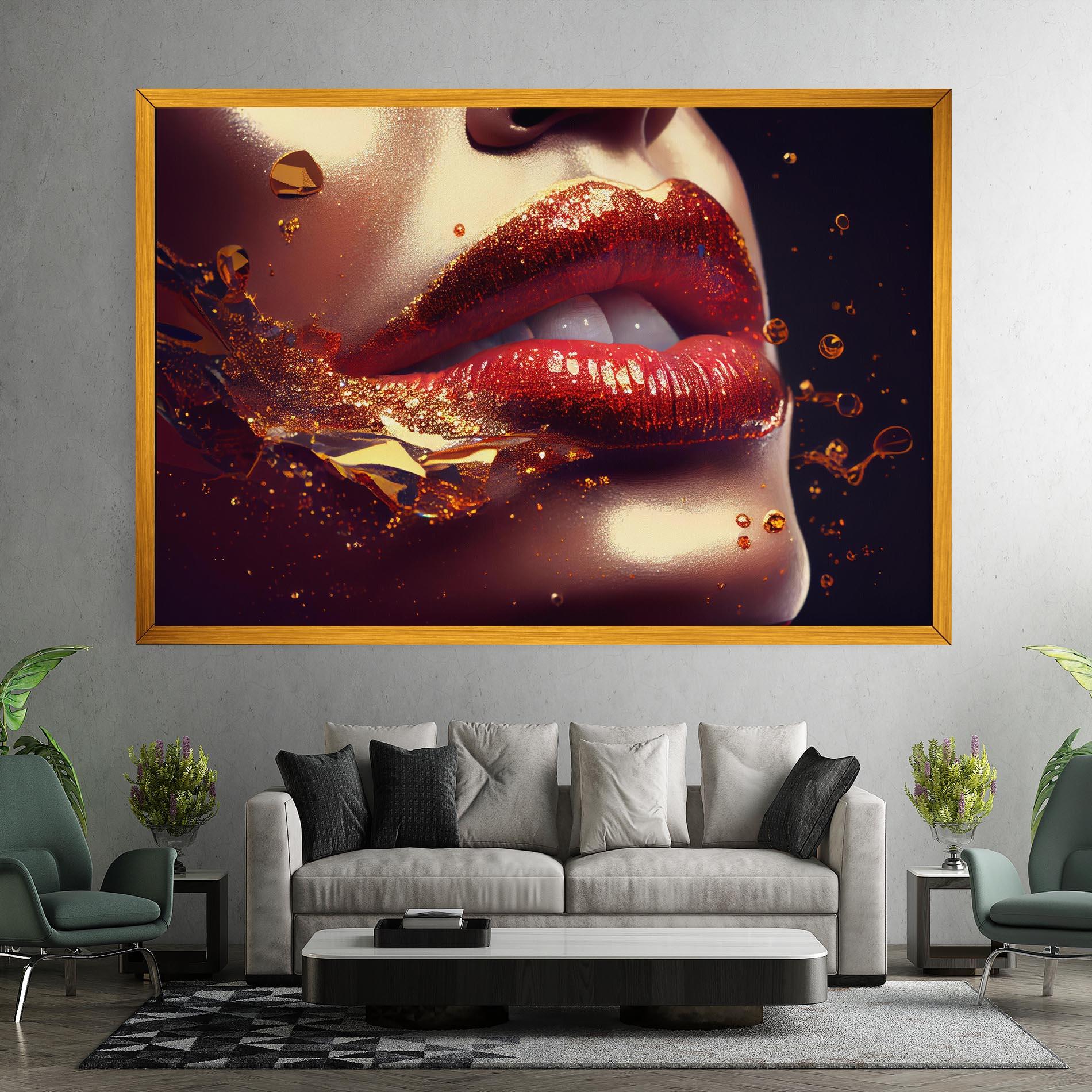 Obraz na Płótnie Gold Glitter Lips mockup 7