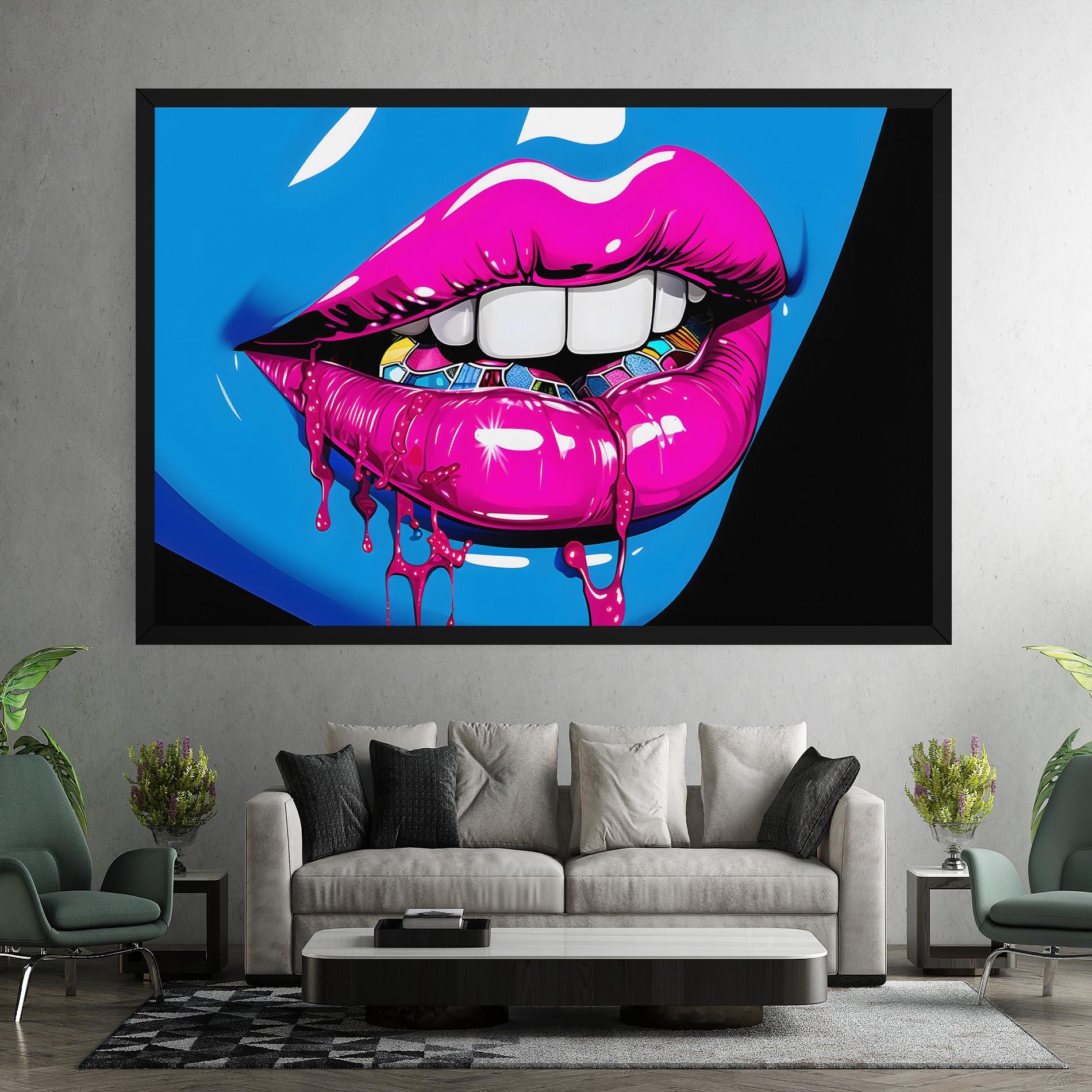 Obraz na Płótnie Blue Pink Lips Art mockup 7