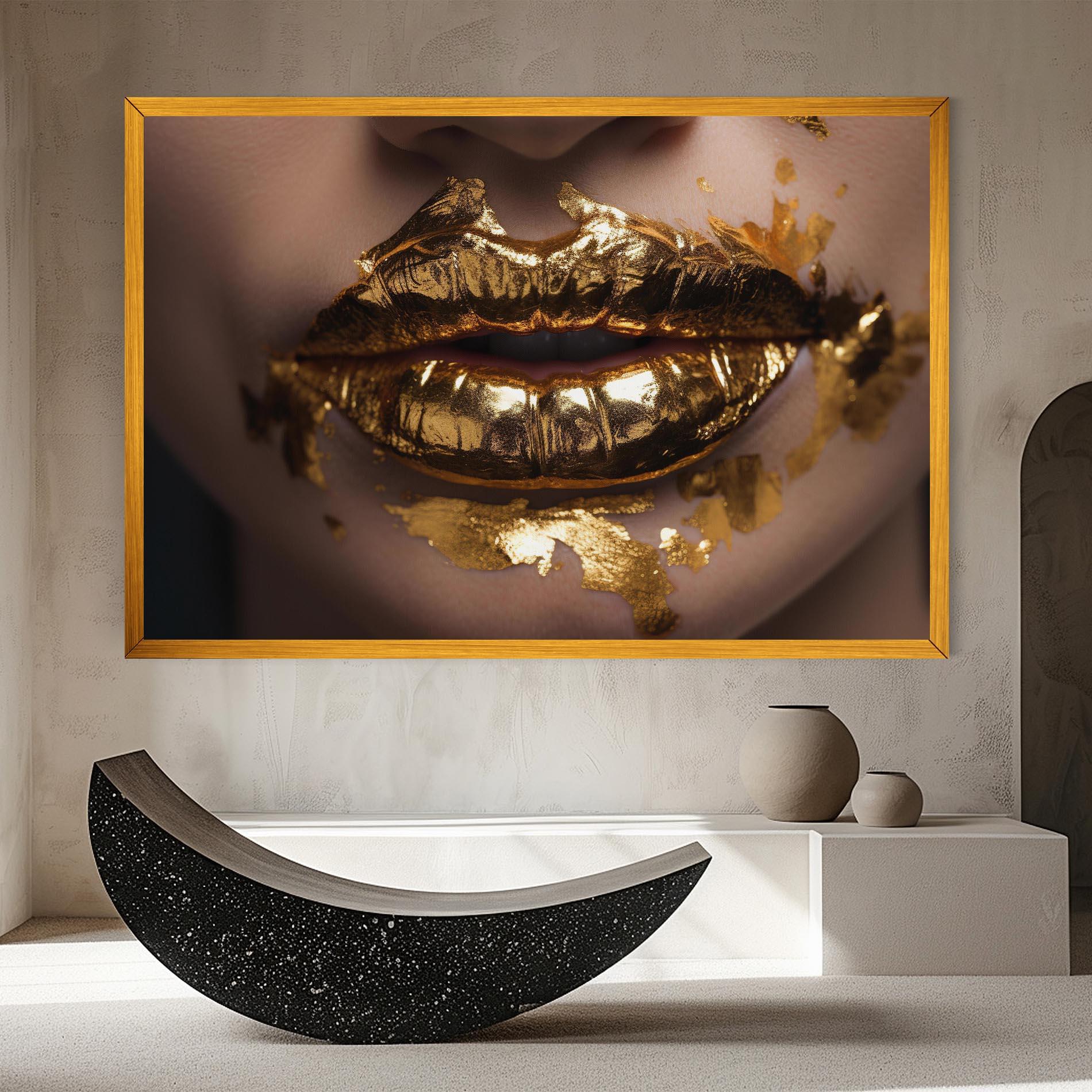 Obraz na Płótnie Close Gold Lips mockup 8