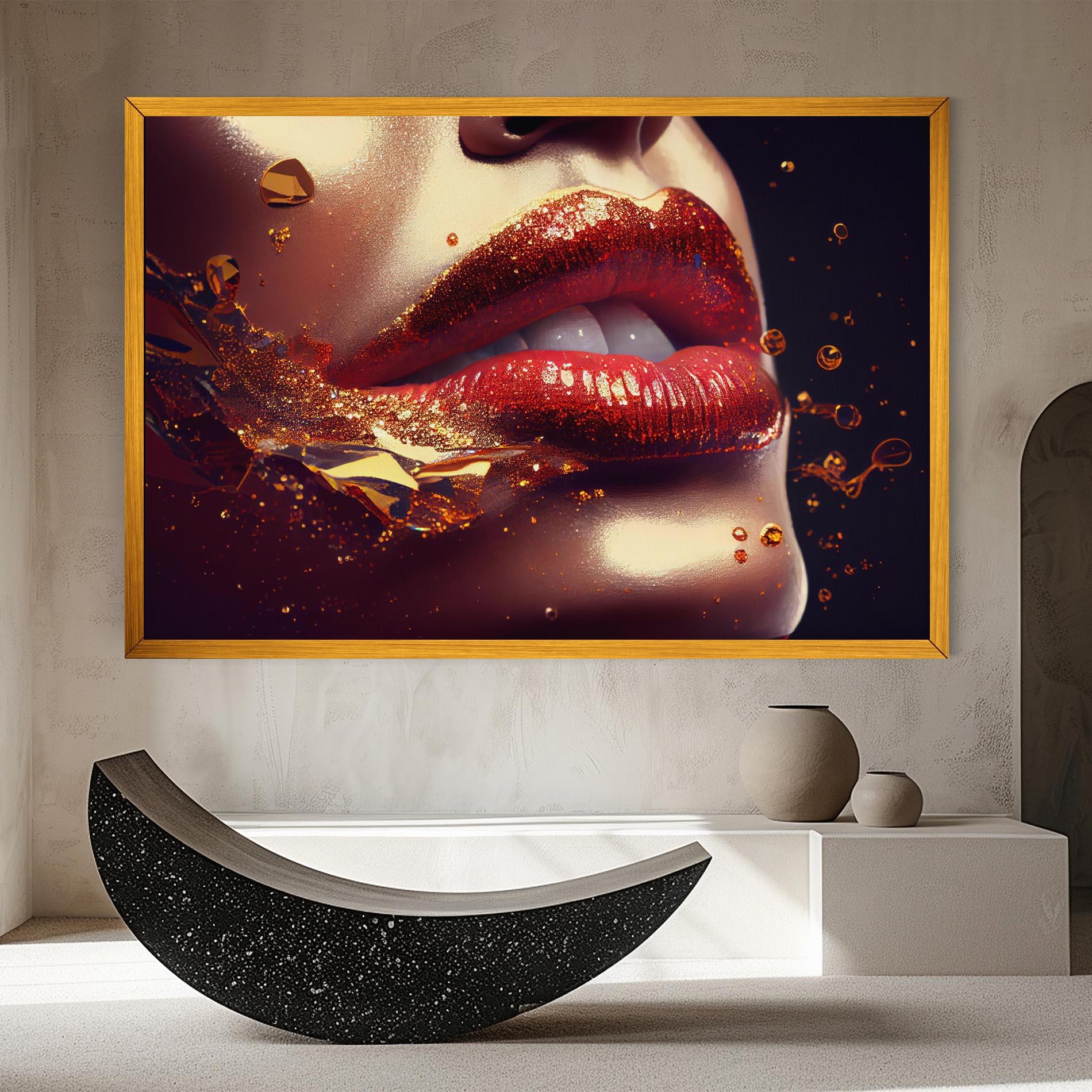 Obraz na Płótnie Gold Glitter Lips mockup 8