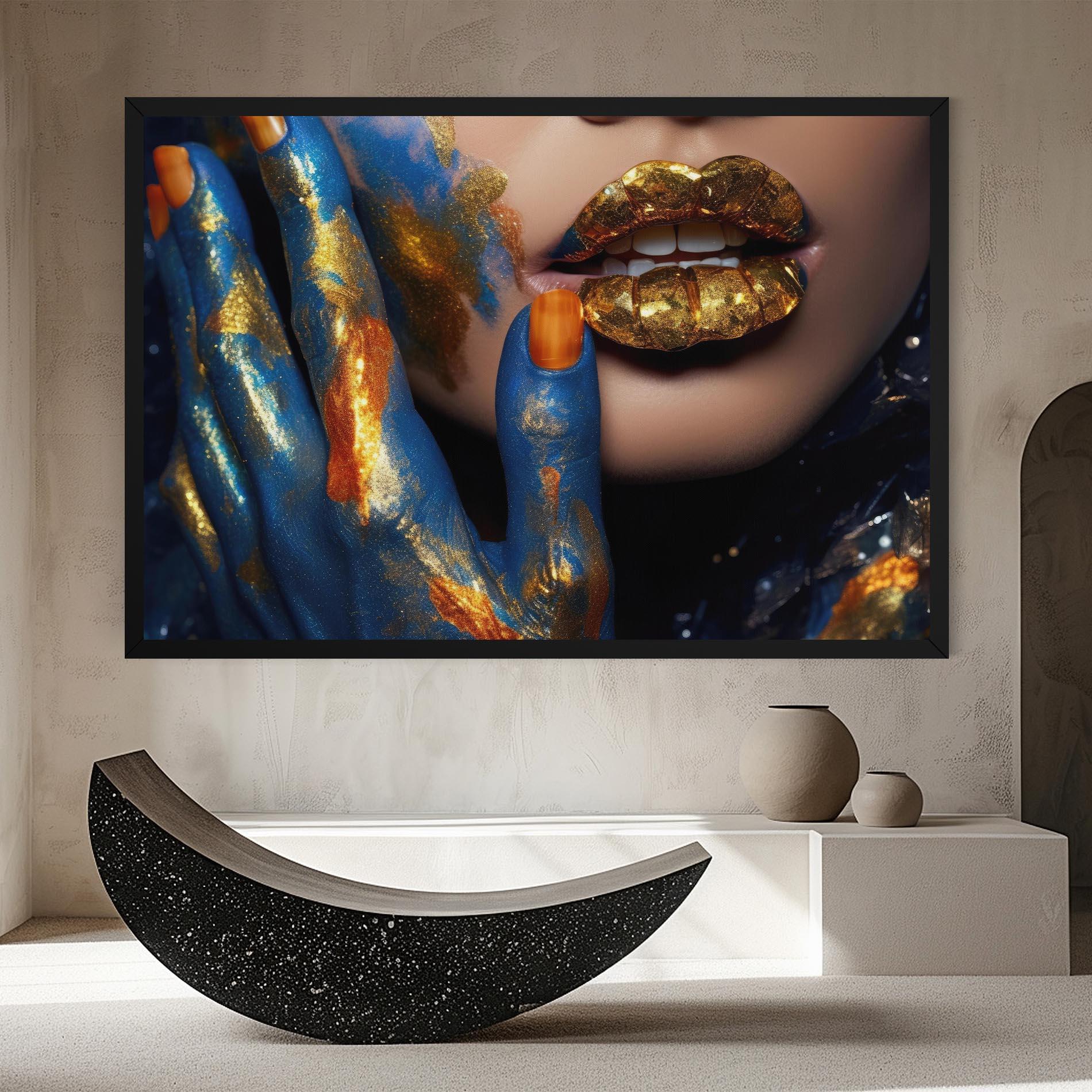 Obraz na Płótnie Blue Hand Lips mockup 8