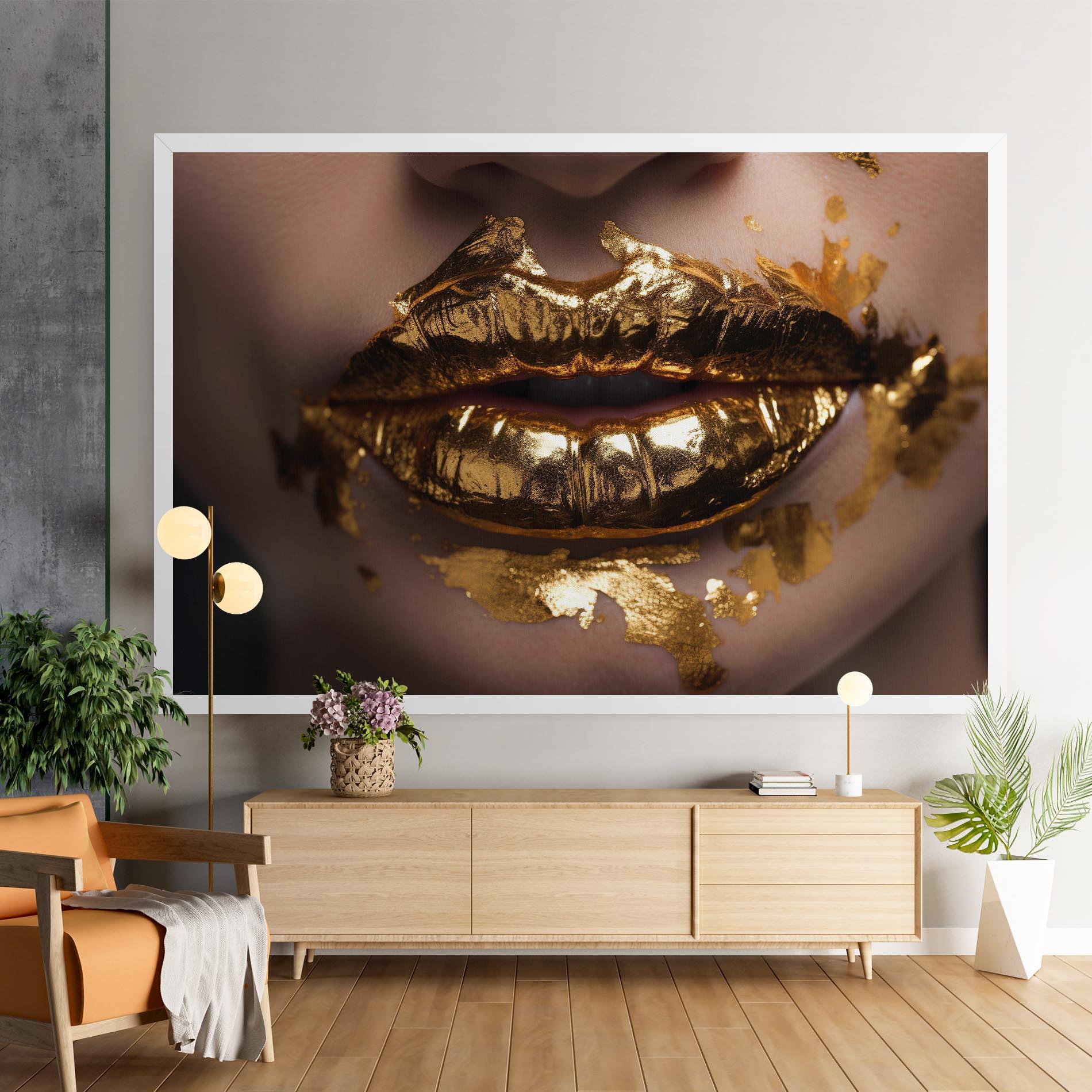 Obraz na Płótnie Close Gold Lips mockup 9