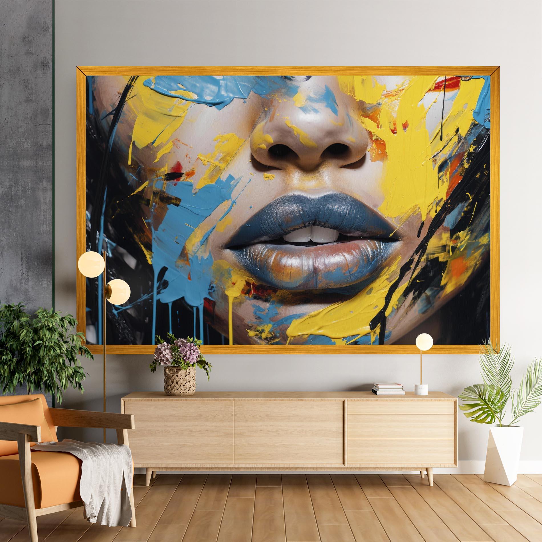 Obraz na Płótnie Yellow Blue Lips Art mockup 9