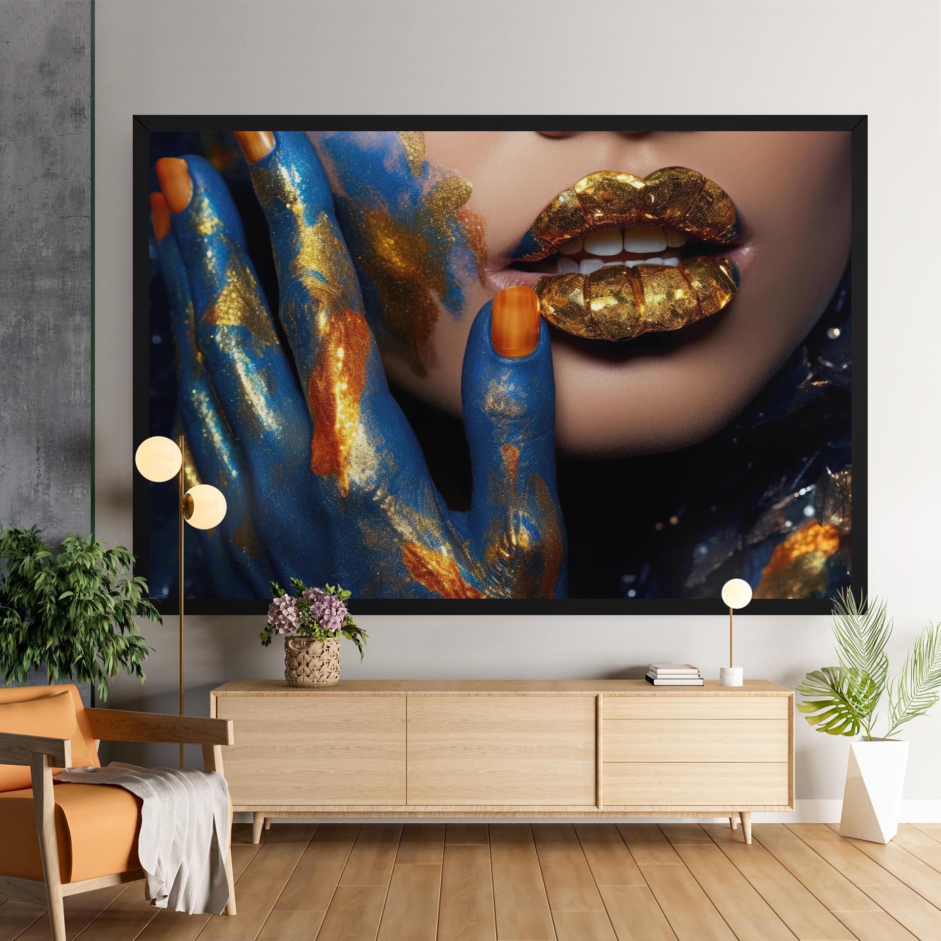 Obraz na Płótnie Blue Hand Lips mockup 9