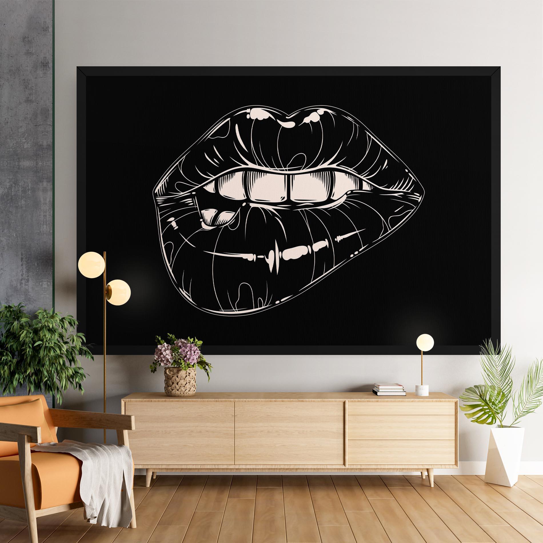 Obraz na Płótnie Juicy Lips On Black mockup 9