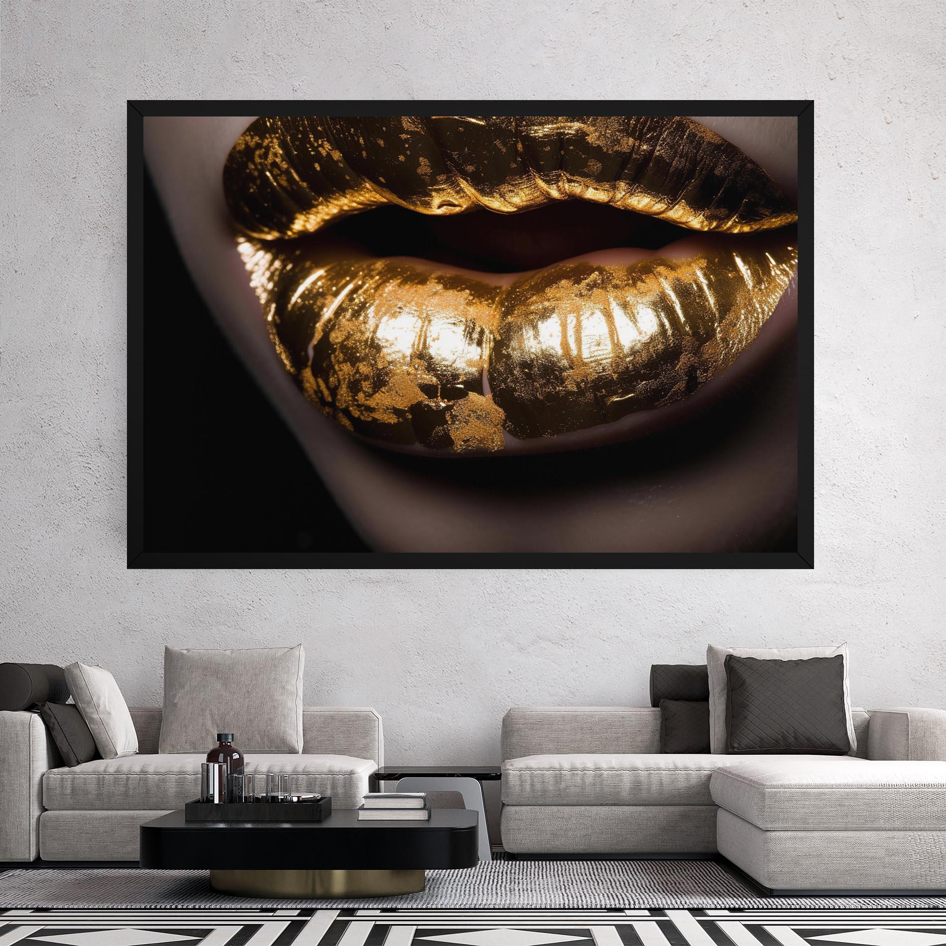 Obraz na Płótnie Big Gold Lips mockup 2