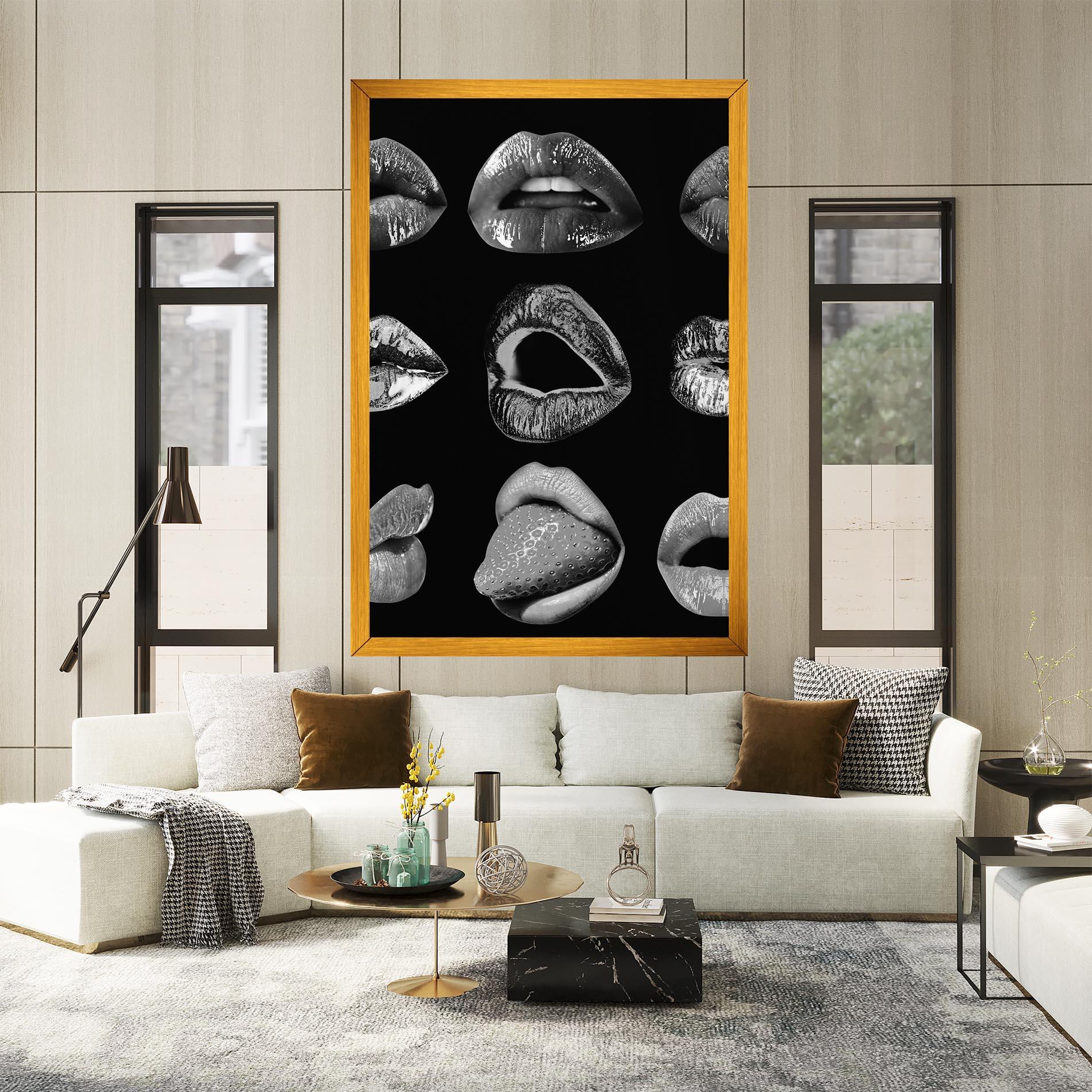 Obraz na Płótnie Grey Lips Collage mockup 2