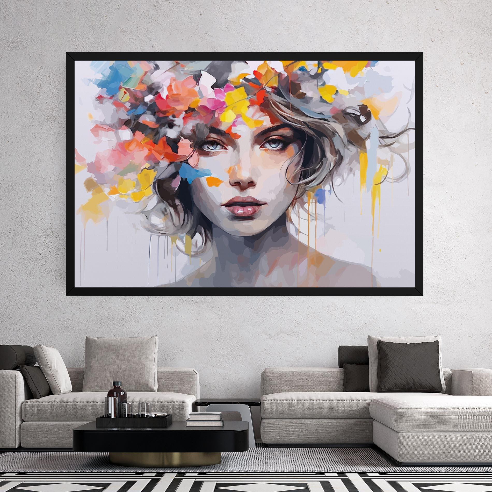 Obraz na Płótnie Colorful Hair Portrait mockup 2