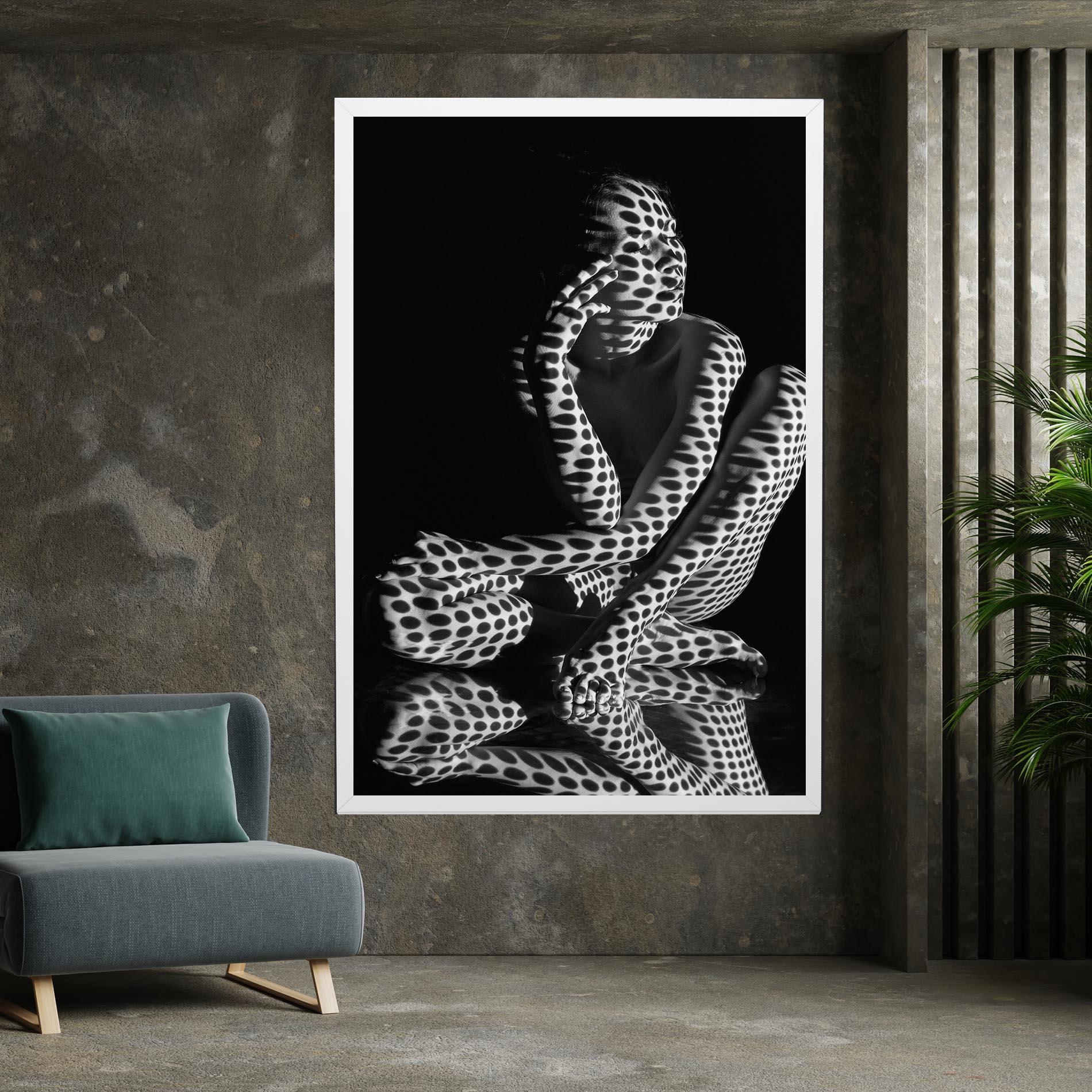 Obraz na Płótnie Black White Pattern Woman mockup 7