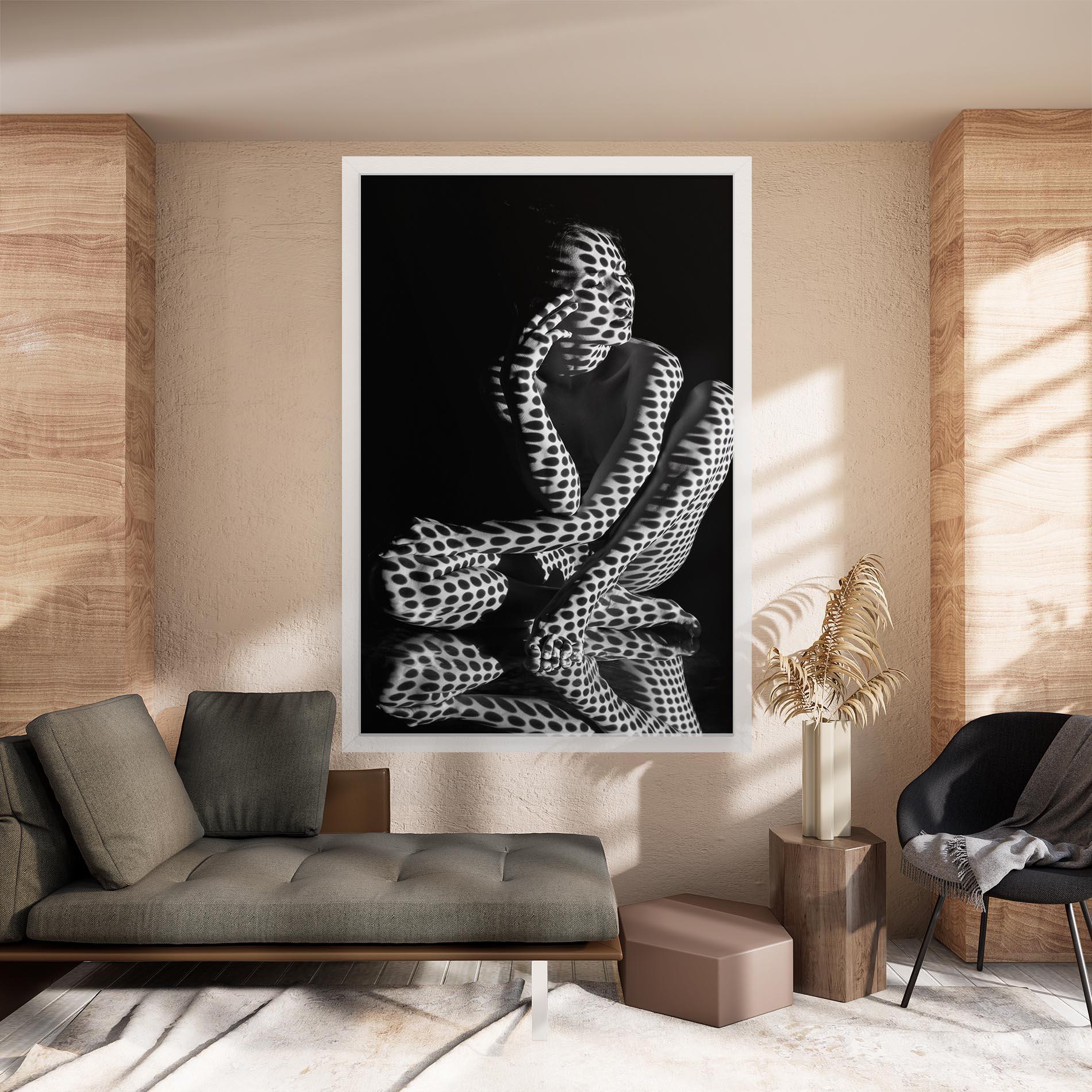 Obraz na Płótnie Black White Pattern Woman mockup 8