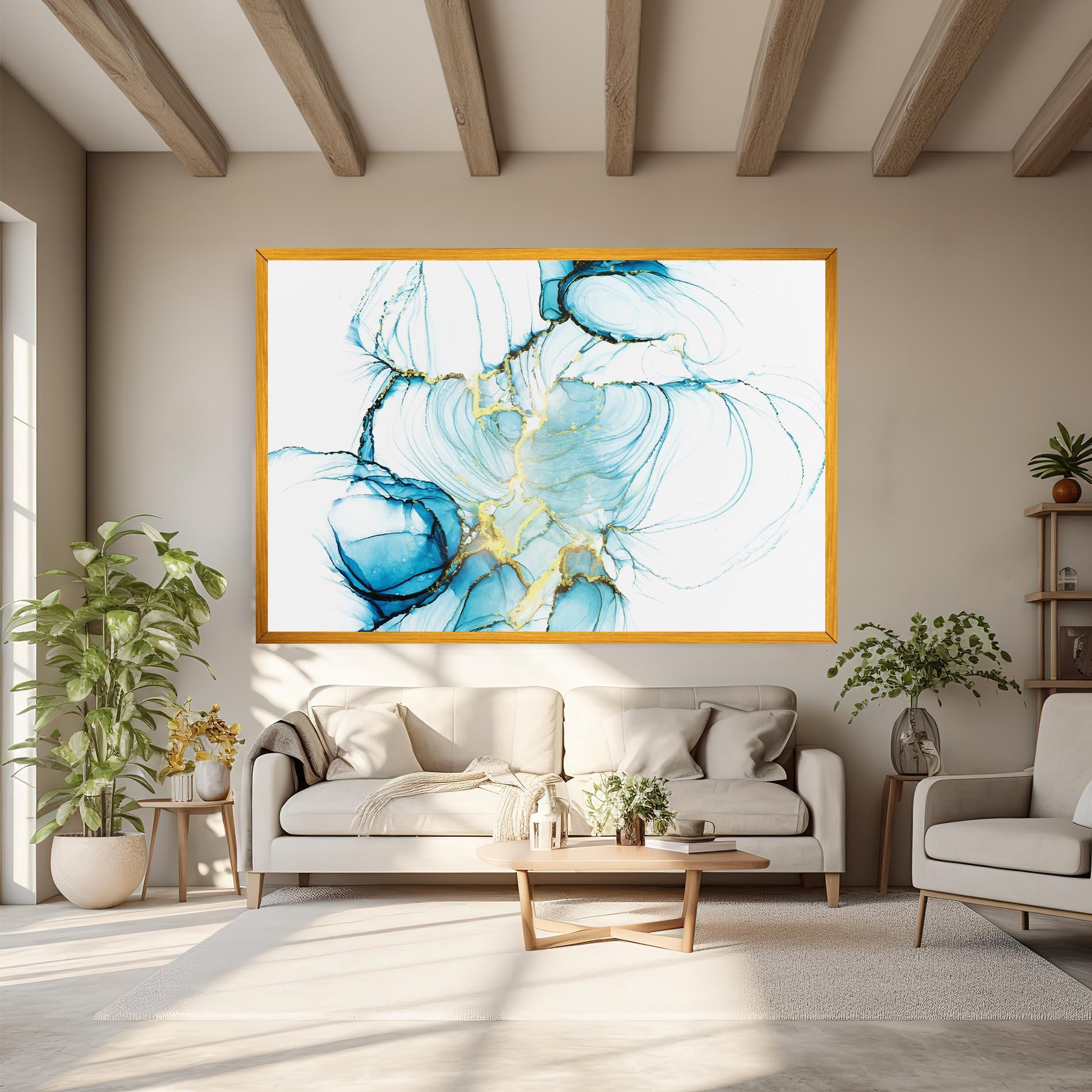 Obraz na Płótnie Artistic Gold Blue mockup 6