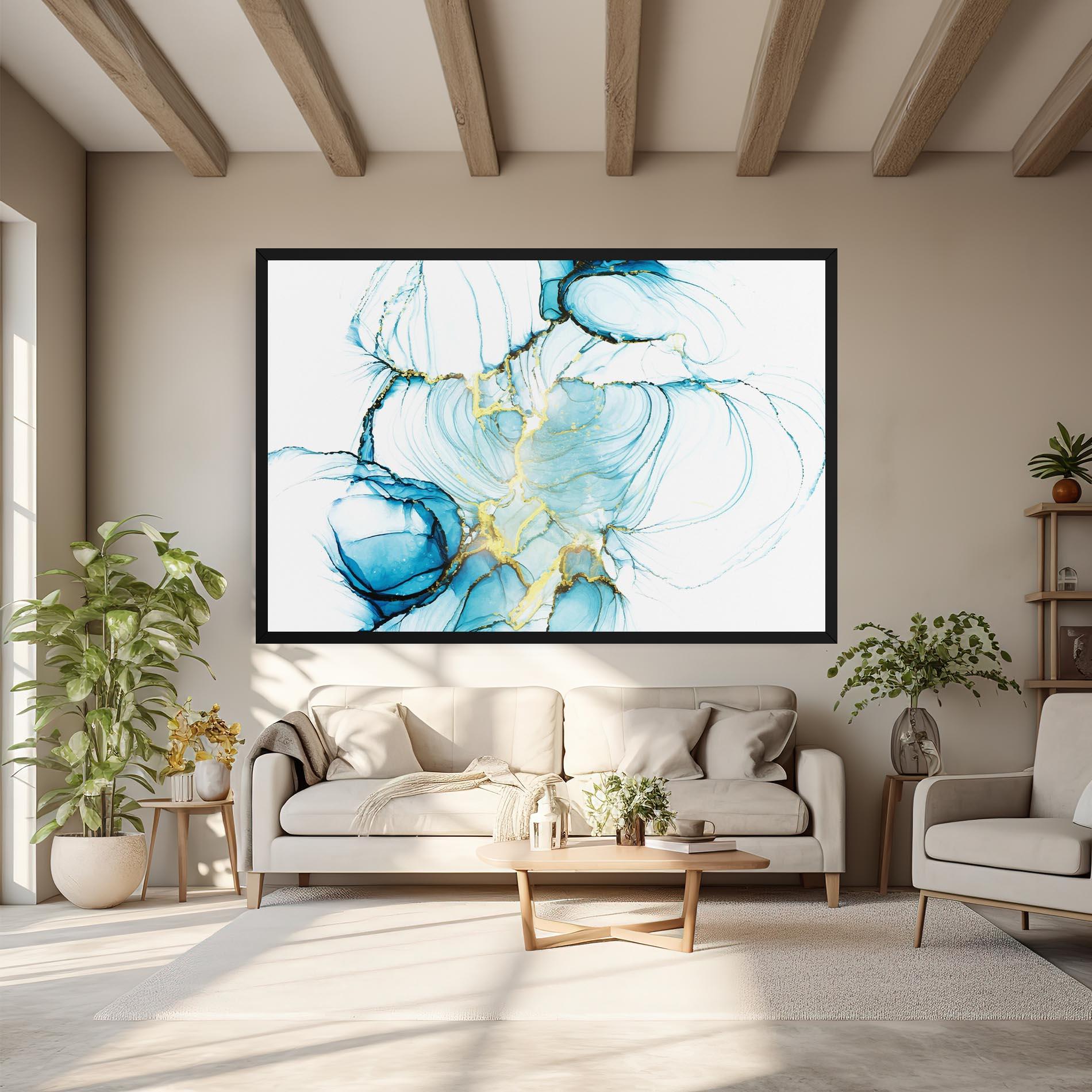 Obraz na Płótnie Artistic Gold Blue mockup 6