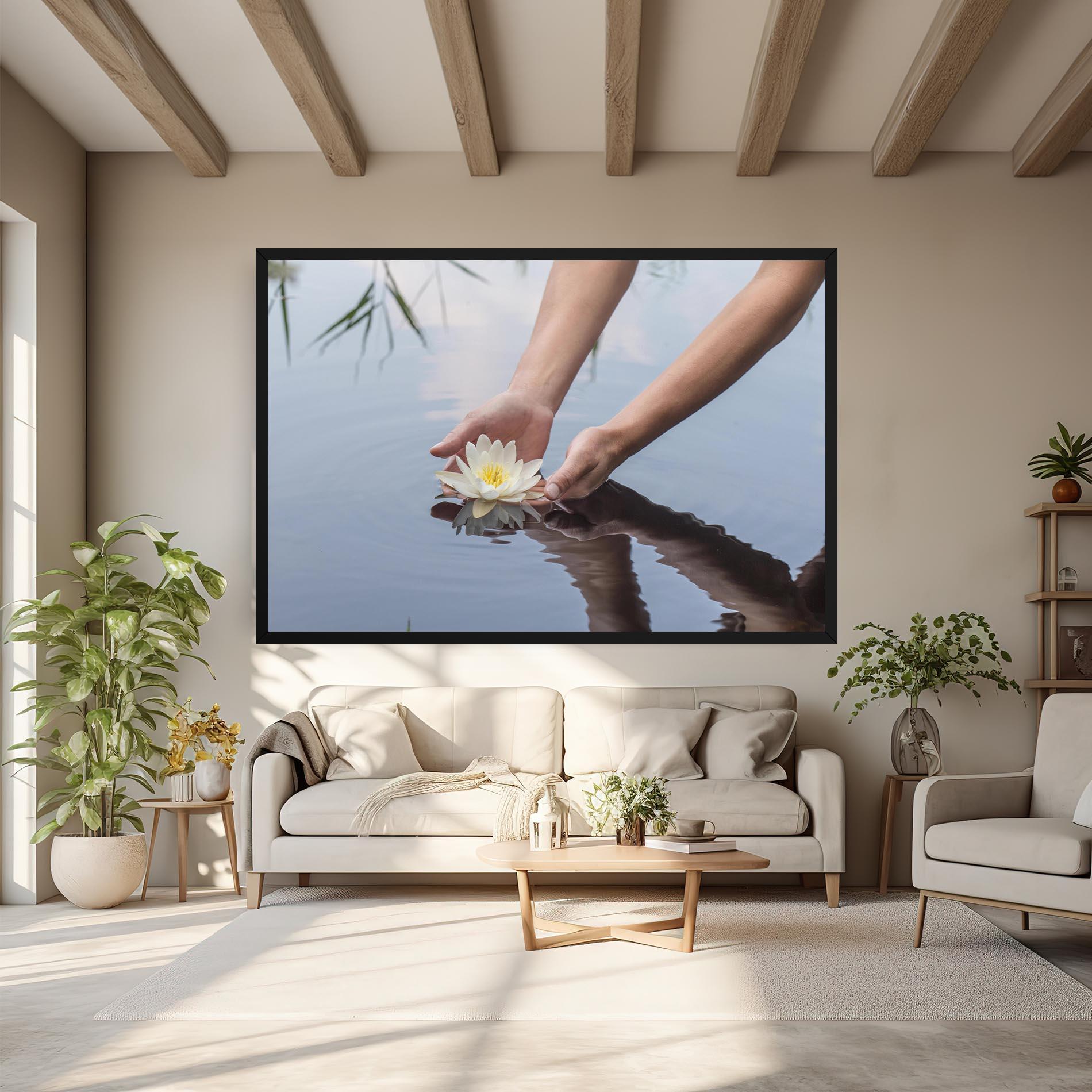 Obraz na Płótnie Holding Lake Flower mockup 6