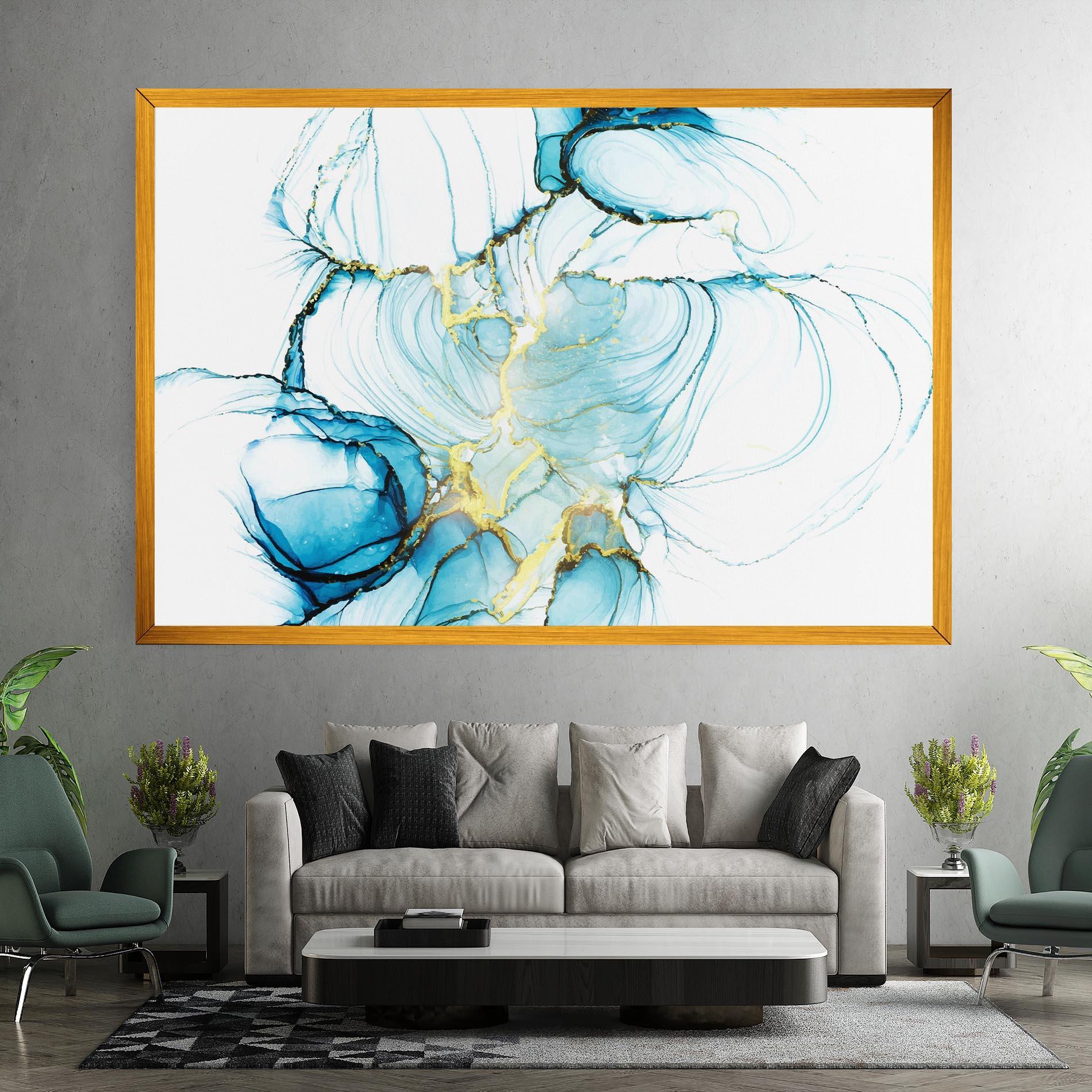 Obraz na Płótnie Artistic Gold Blue mockup 7