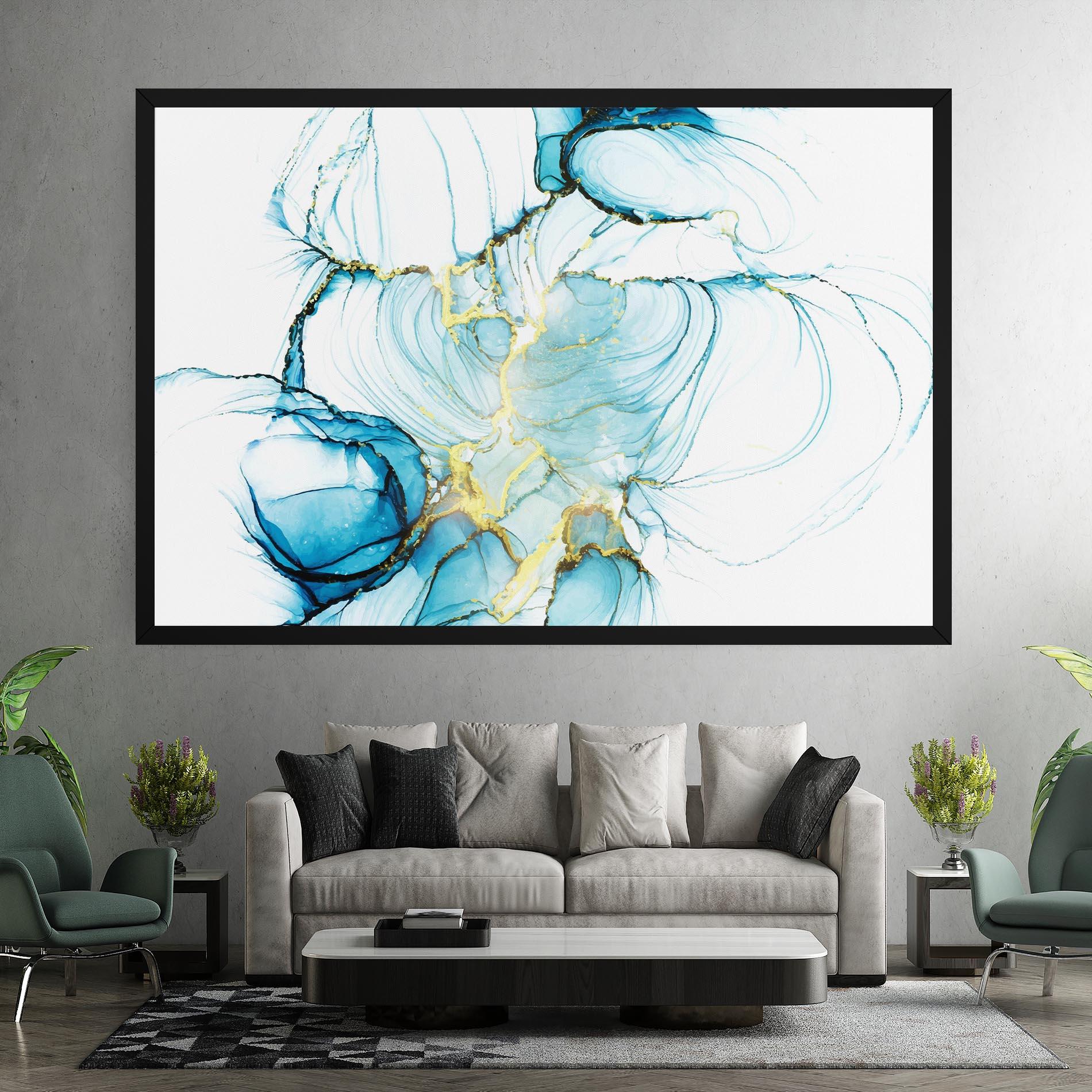 Obraz na Płótnie Artistic Gold Blue mockup 7