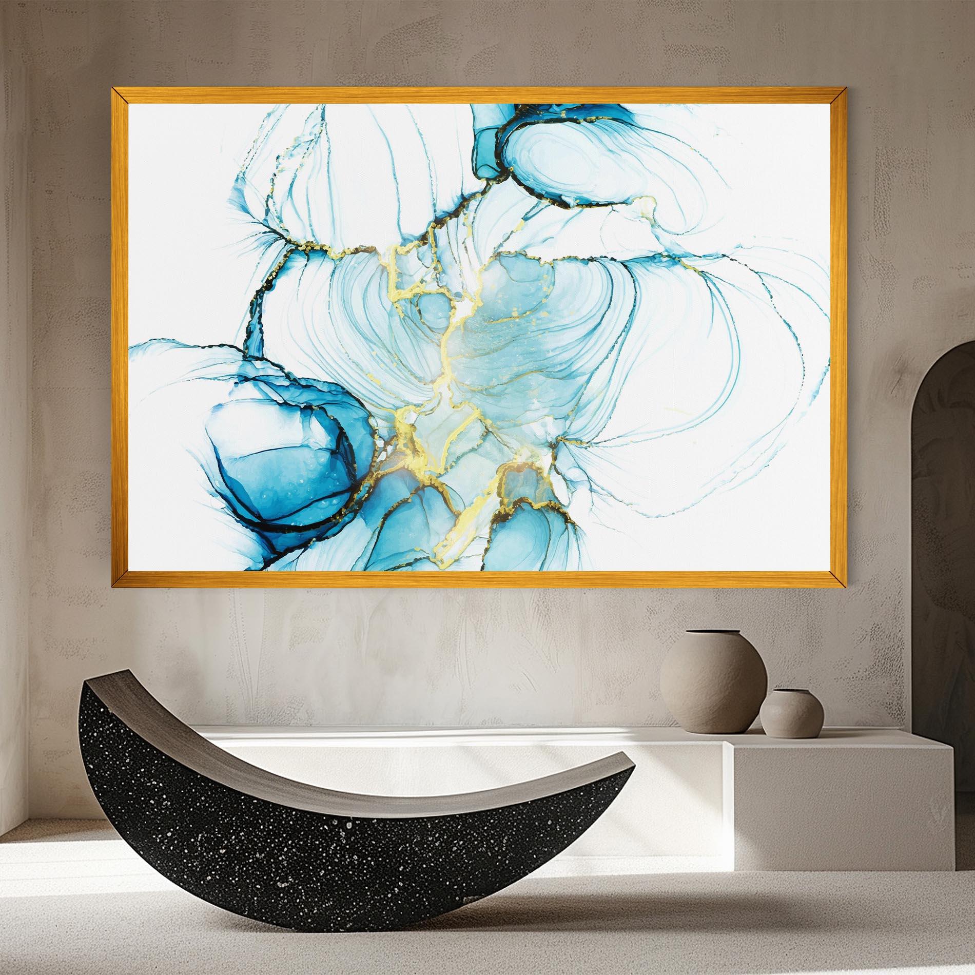 Obraz na Płótnie Artistic Gold Blue mockup 8