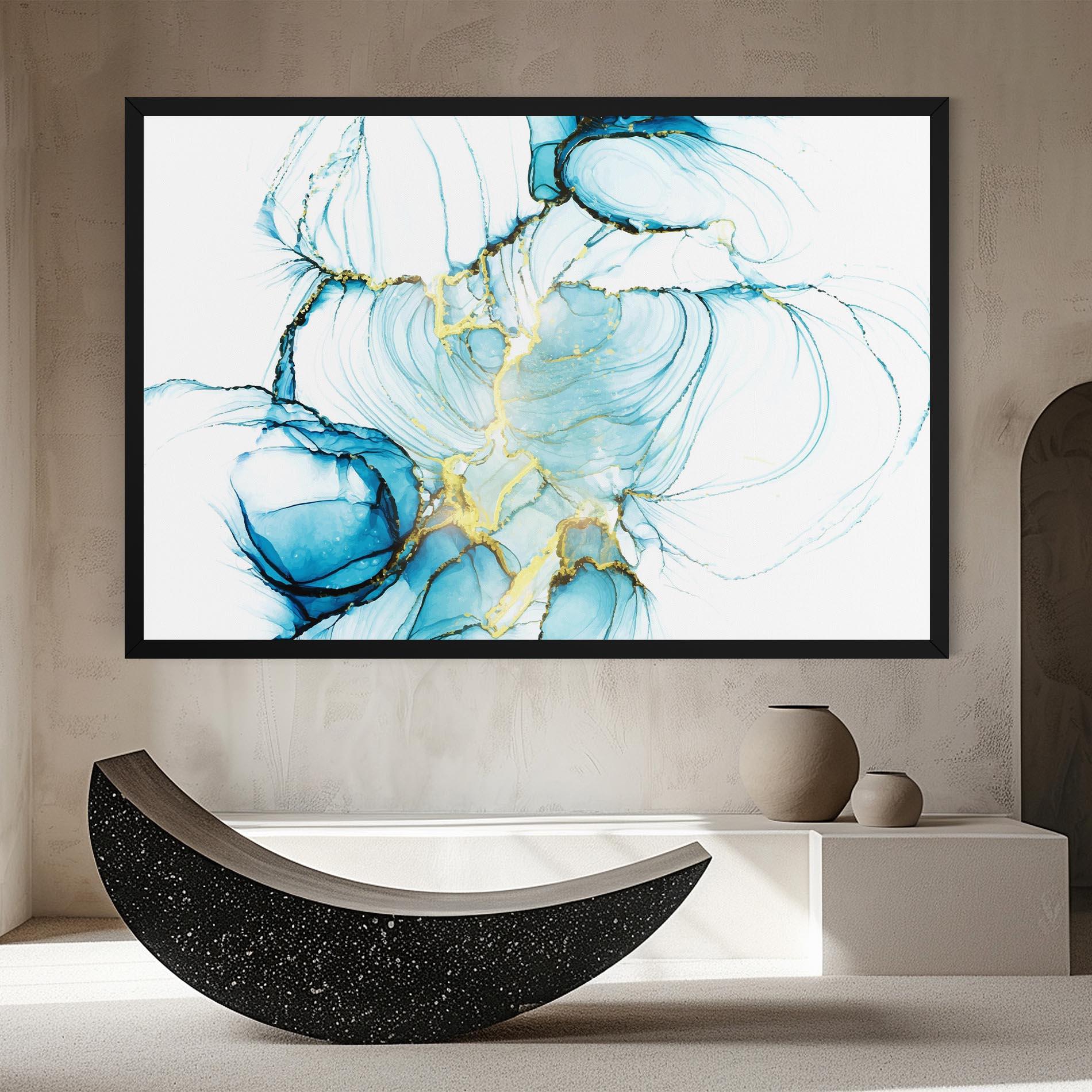 Obraz na Płótnie Artistic Gold Blue mockup 8