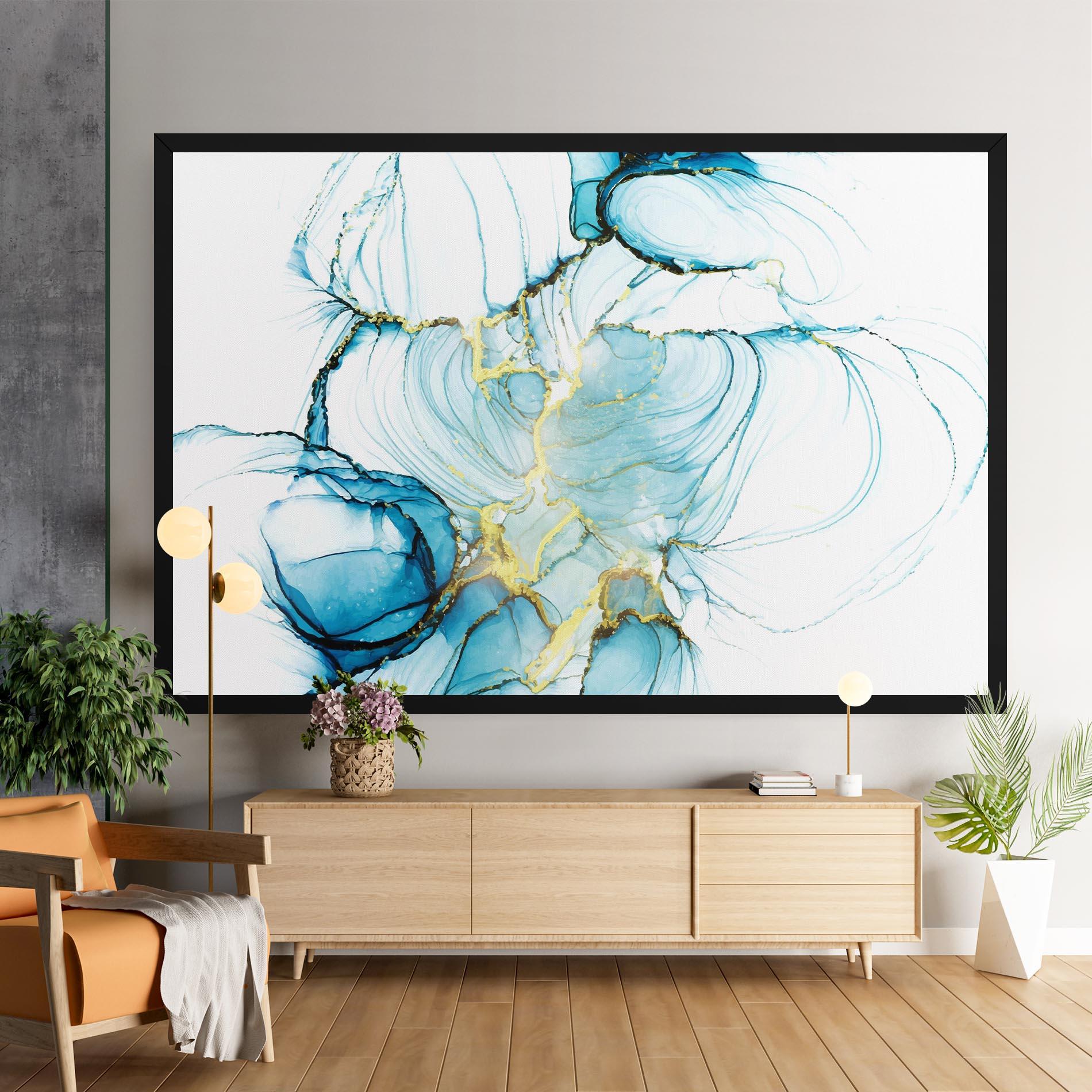 Obraz na Płótnie Artistic Gold Blue mockup 9