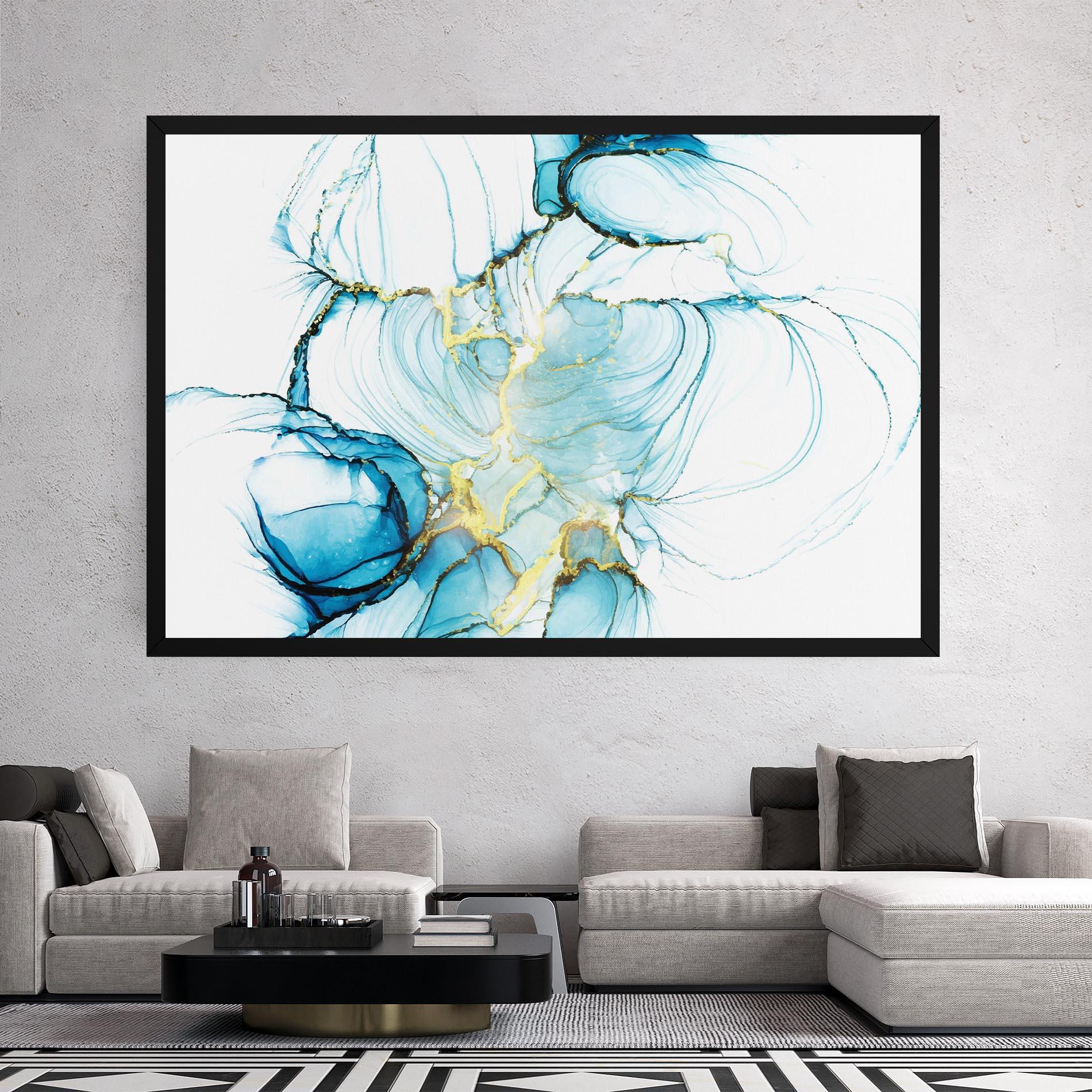 Obraz na Płótnie Artistic Gold Blue mockup 2