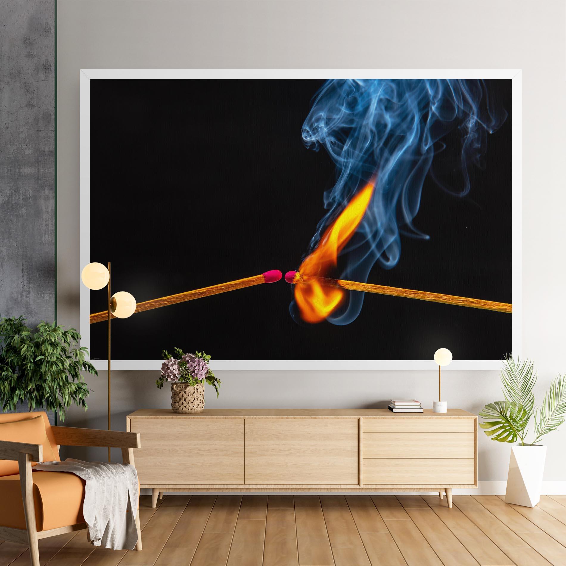 Obraz na Płótnie Burning Smoking Match mockup 9