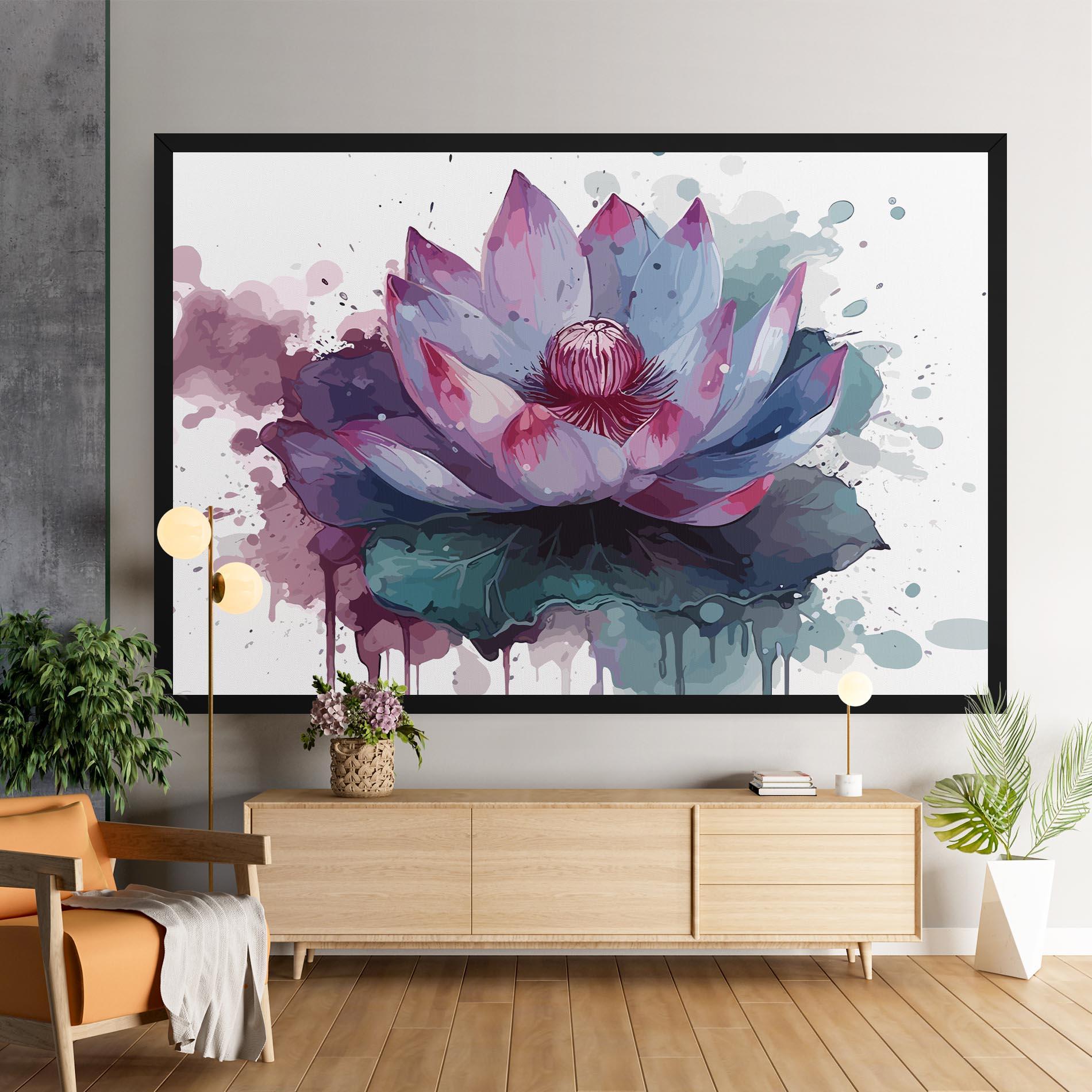 Obraz na Płótnie Green Purple Lotus mockup 9