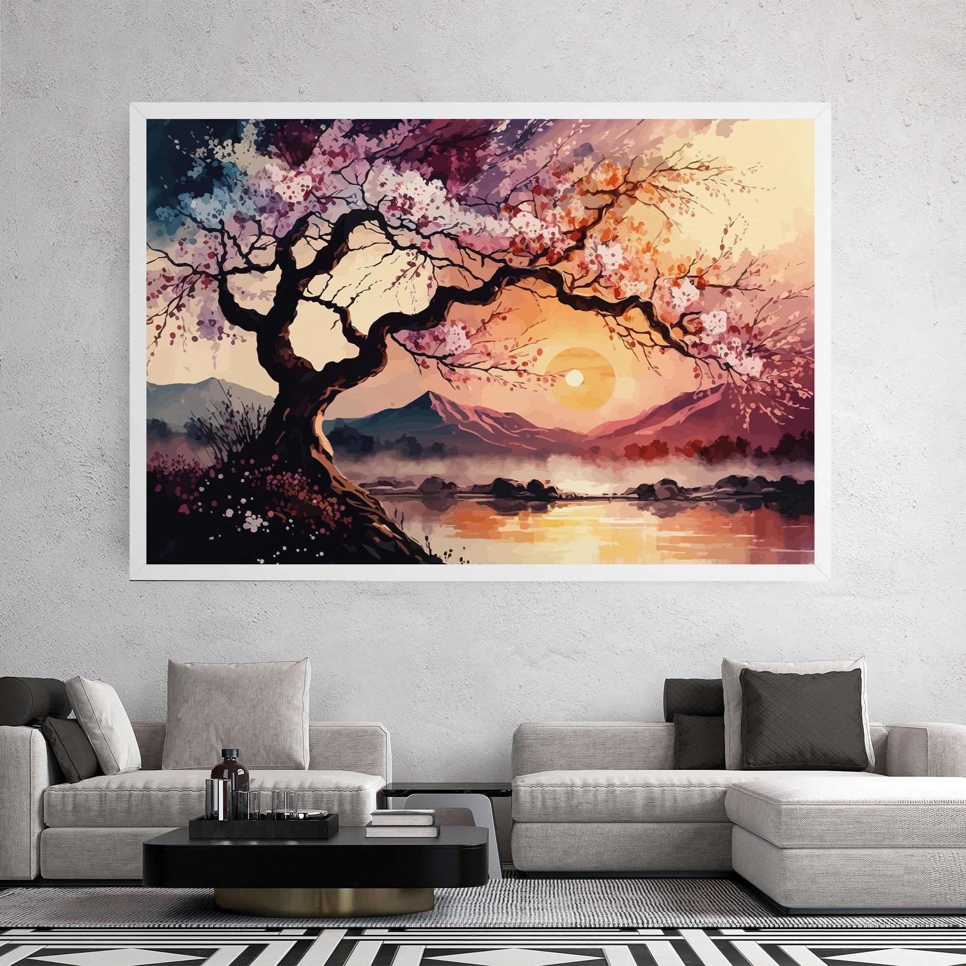 Obraz na Płótnie Pink Tree Nature mockup 2