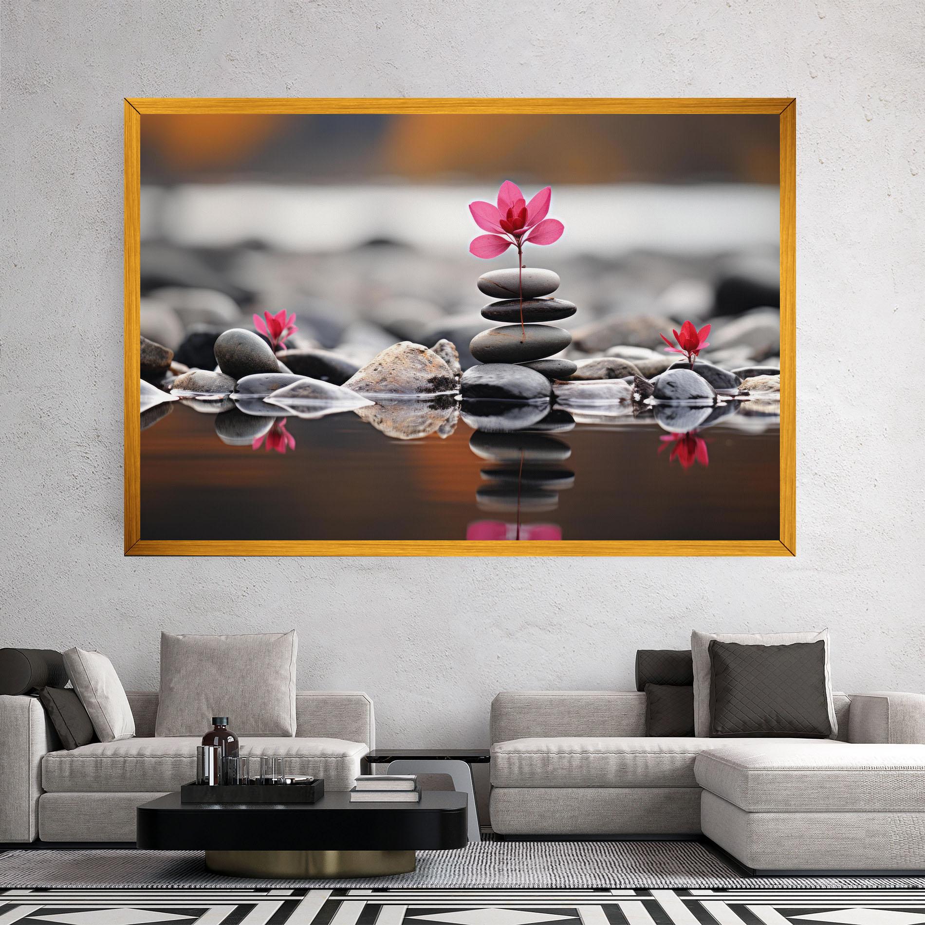 Obraz na Płótnie Grey Rocks Flower mockup 2