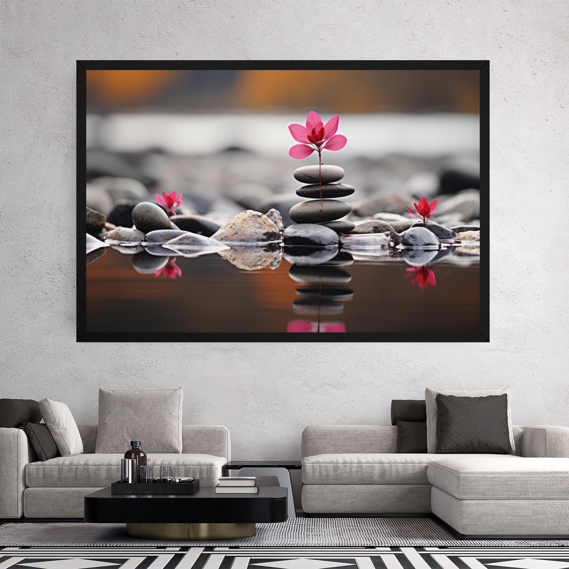 Obraz na Płótnie Grey Rocks Flower mockup 2