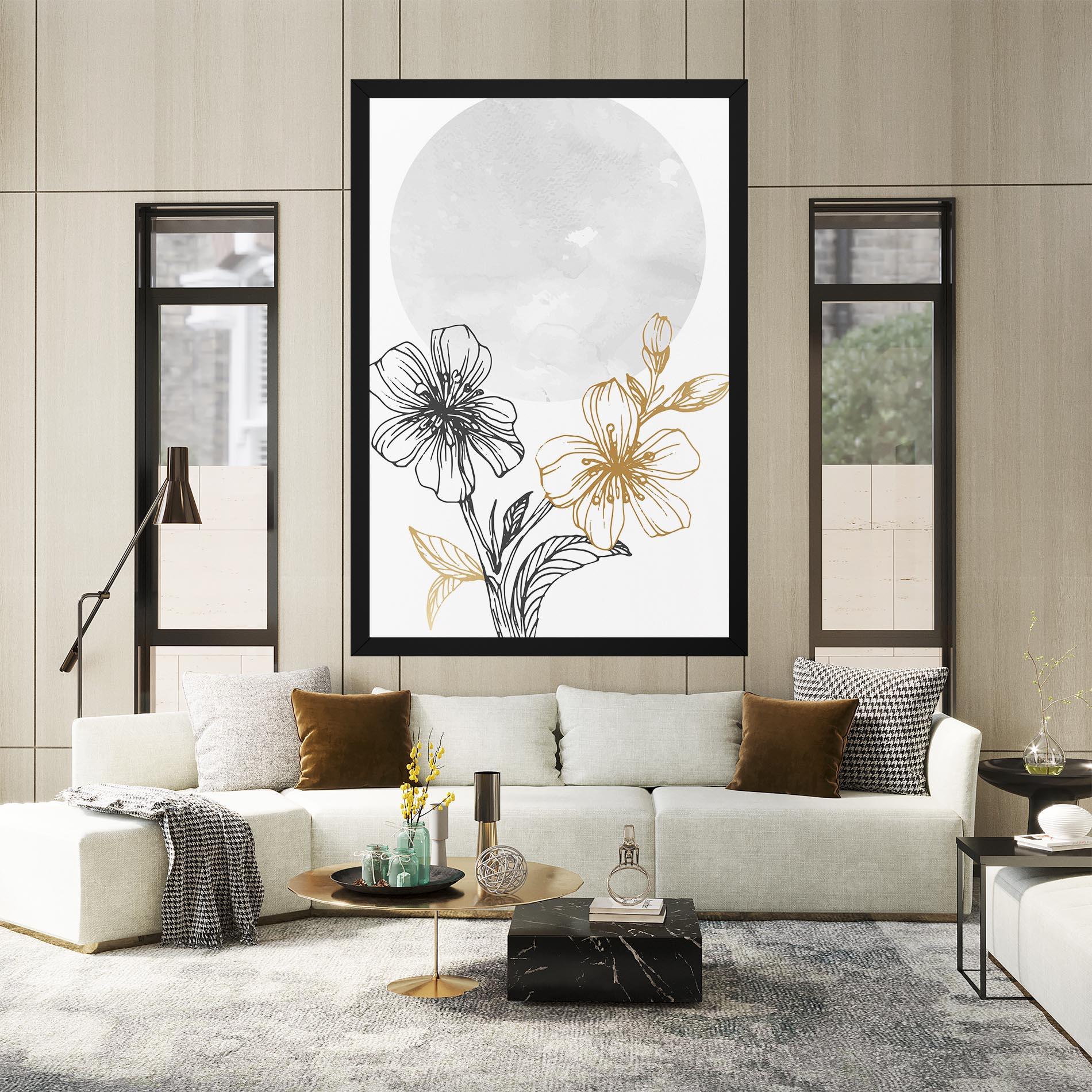 Obraz na Płótnie Grey Moon Flowers mockup 2