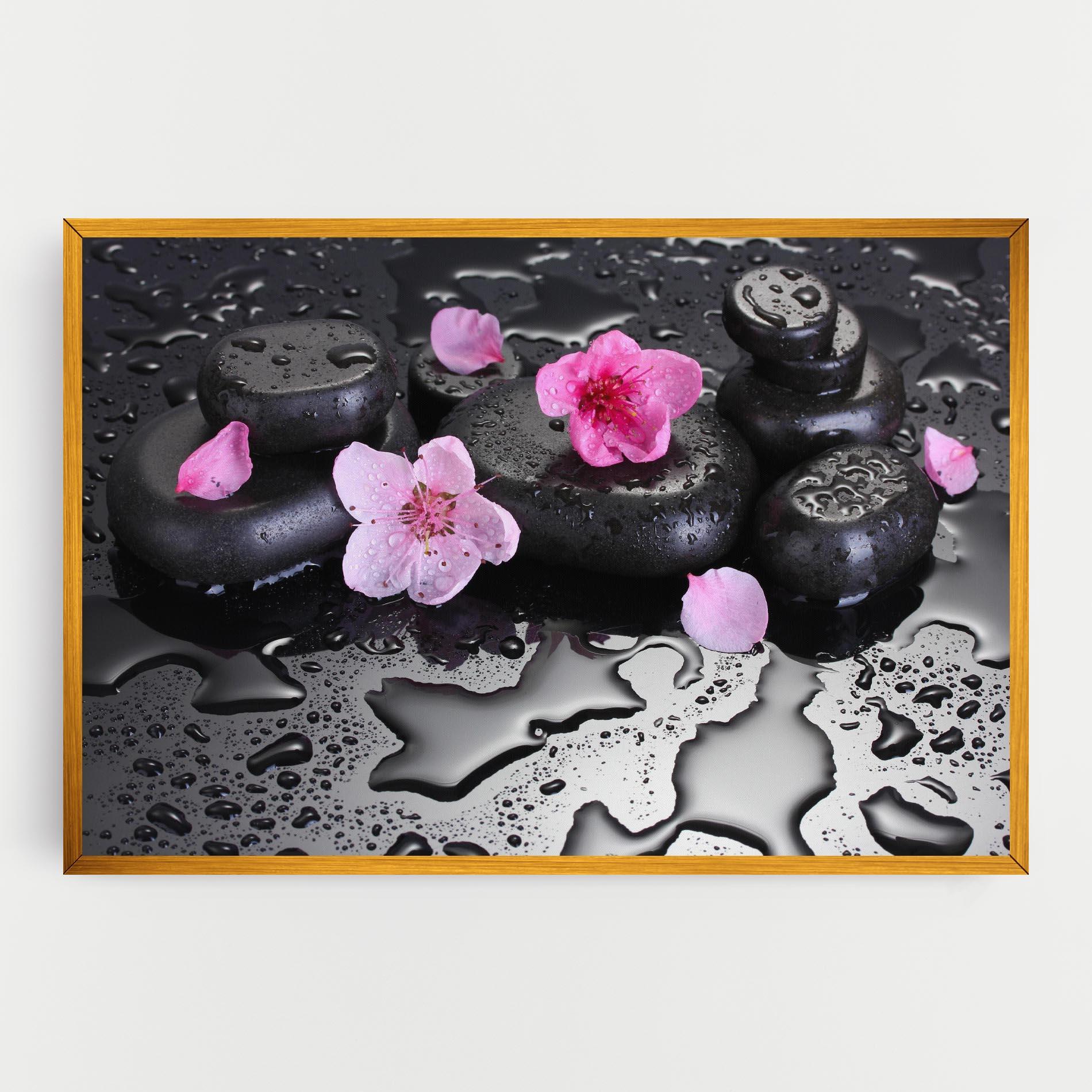 Obraz na Płótnie Pink Flowers Stones mockup 0