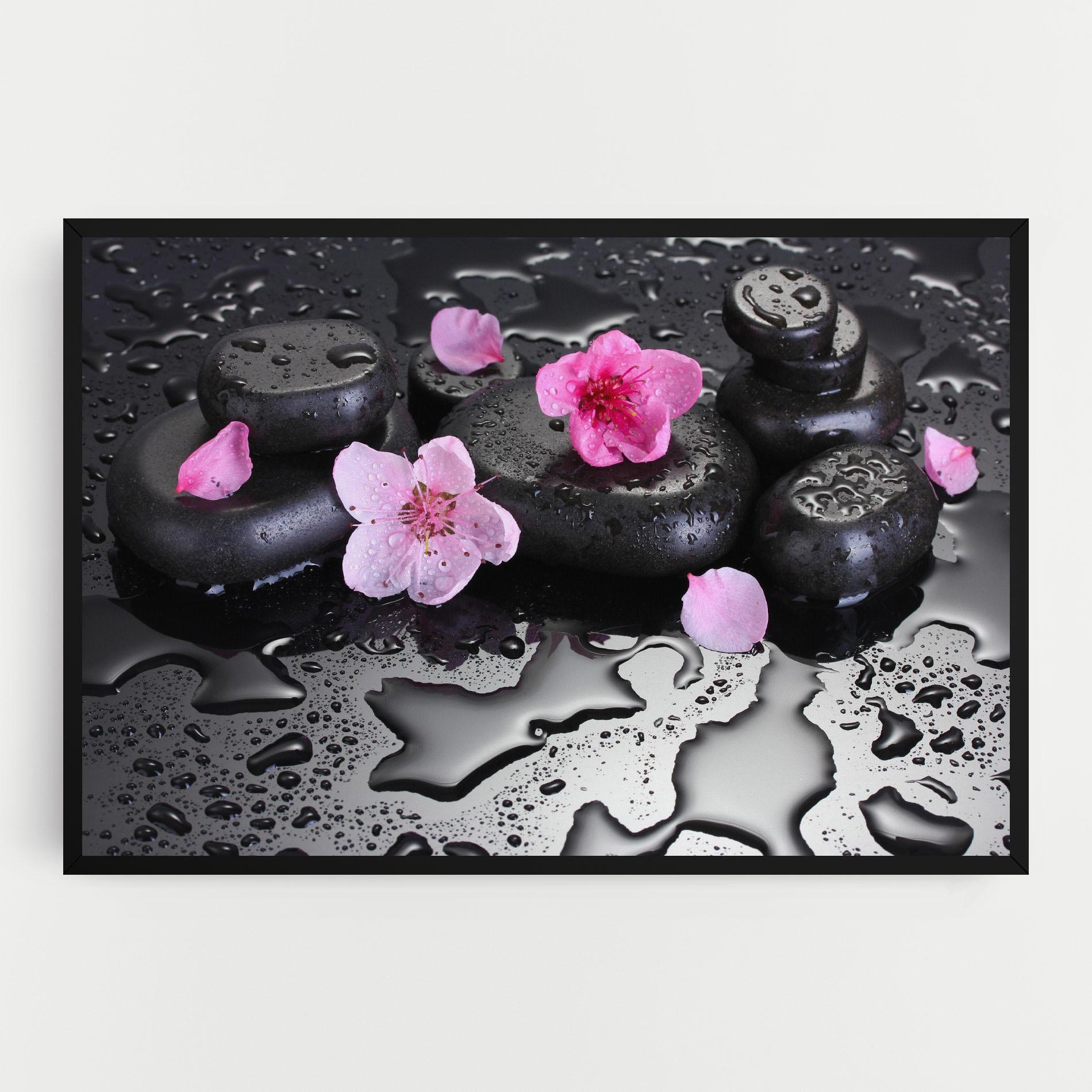 Obraz na Płótnie Pink Flowers Stones mockup 0