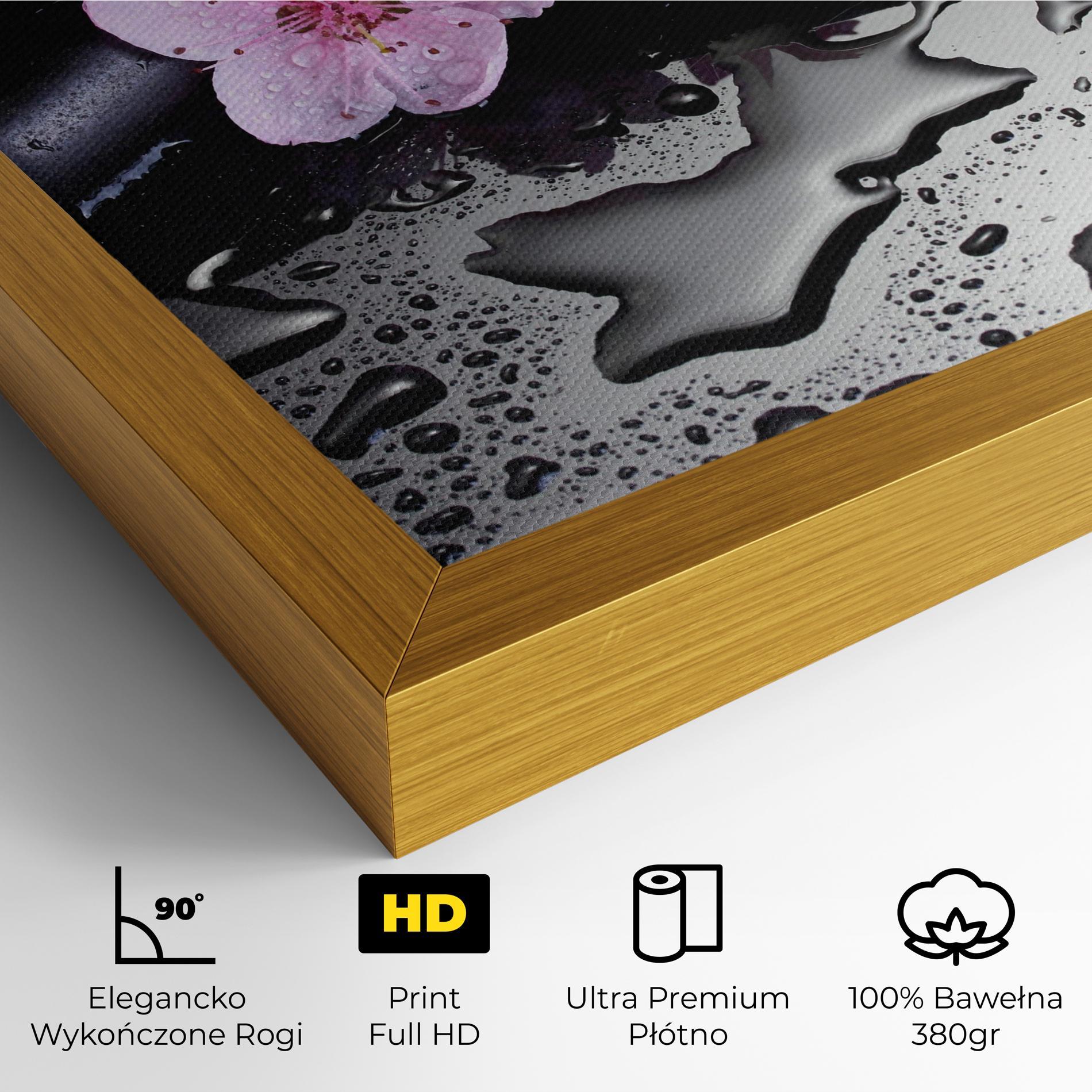 Obraz na Płótnie Pink Flowers Stones mockup 4