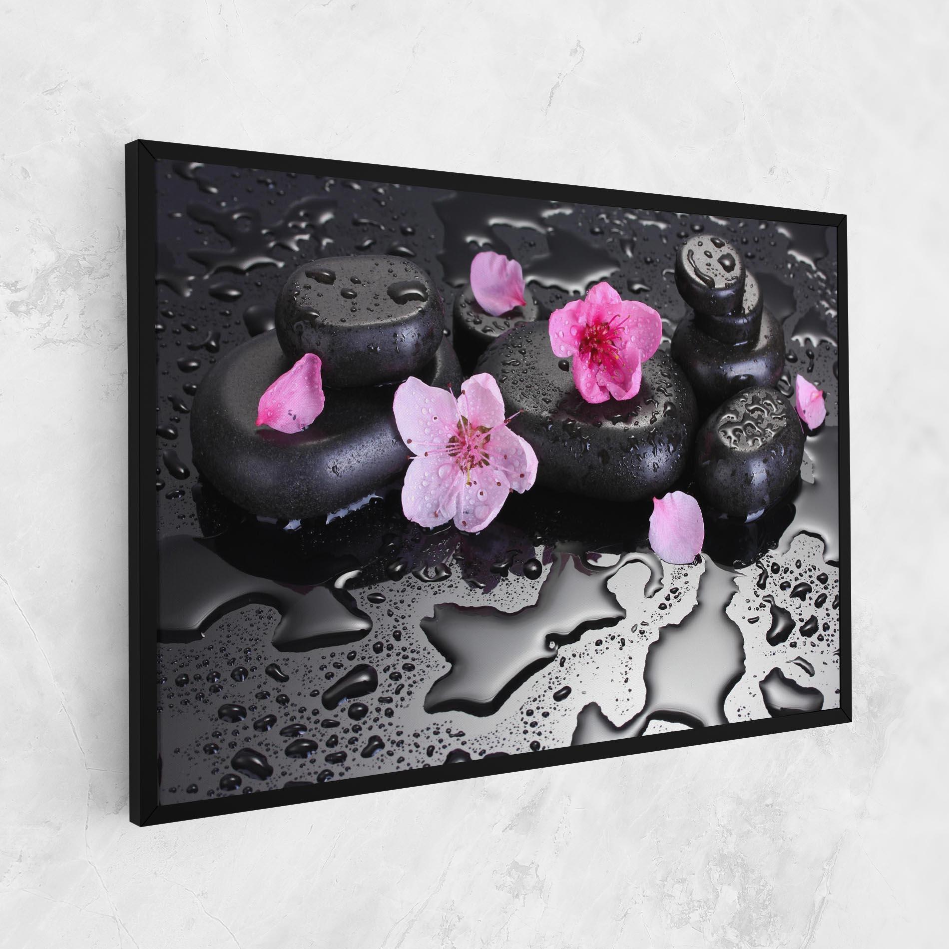 Obraz na Płótnie Pink Flowers Stones mockup 1
