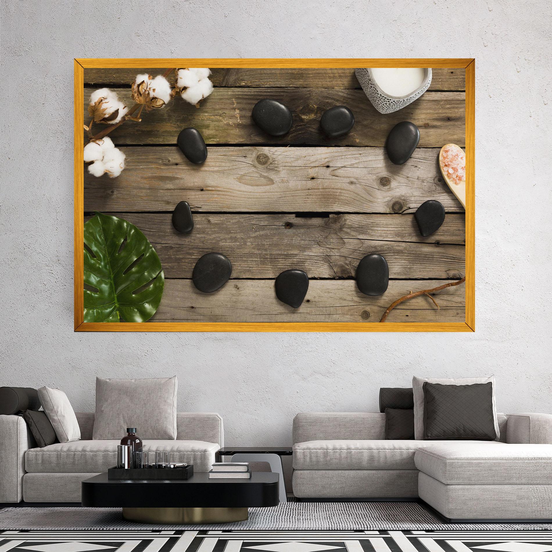 Obraz na Płótnie Cotton Flowers Stones mockup 2