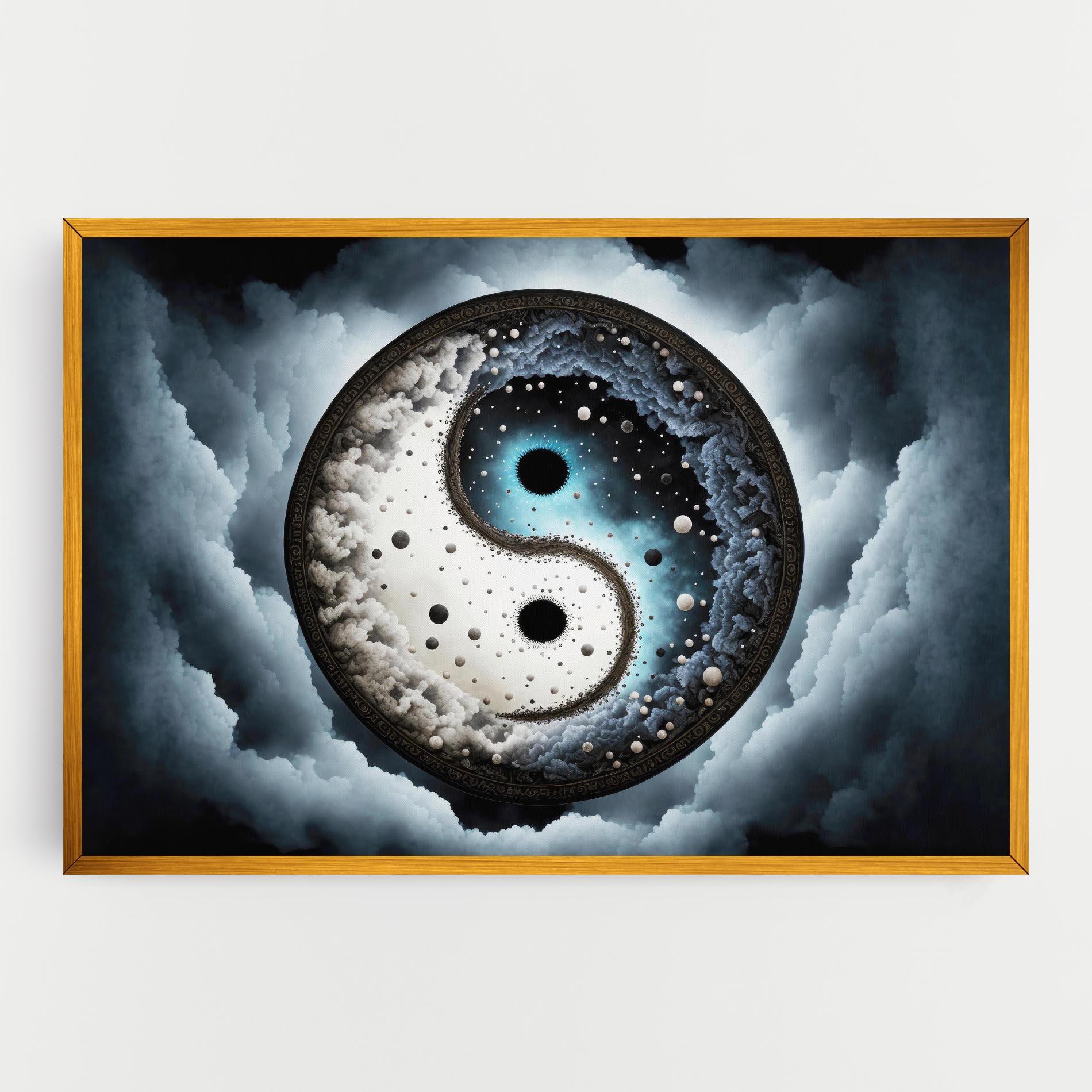 Obraz na Płótnie Black Blue Yinyang mockup 0
