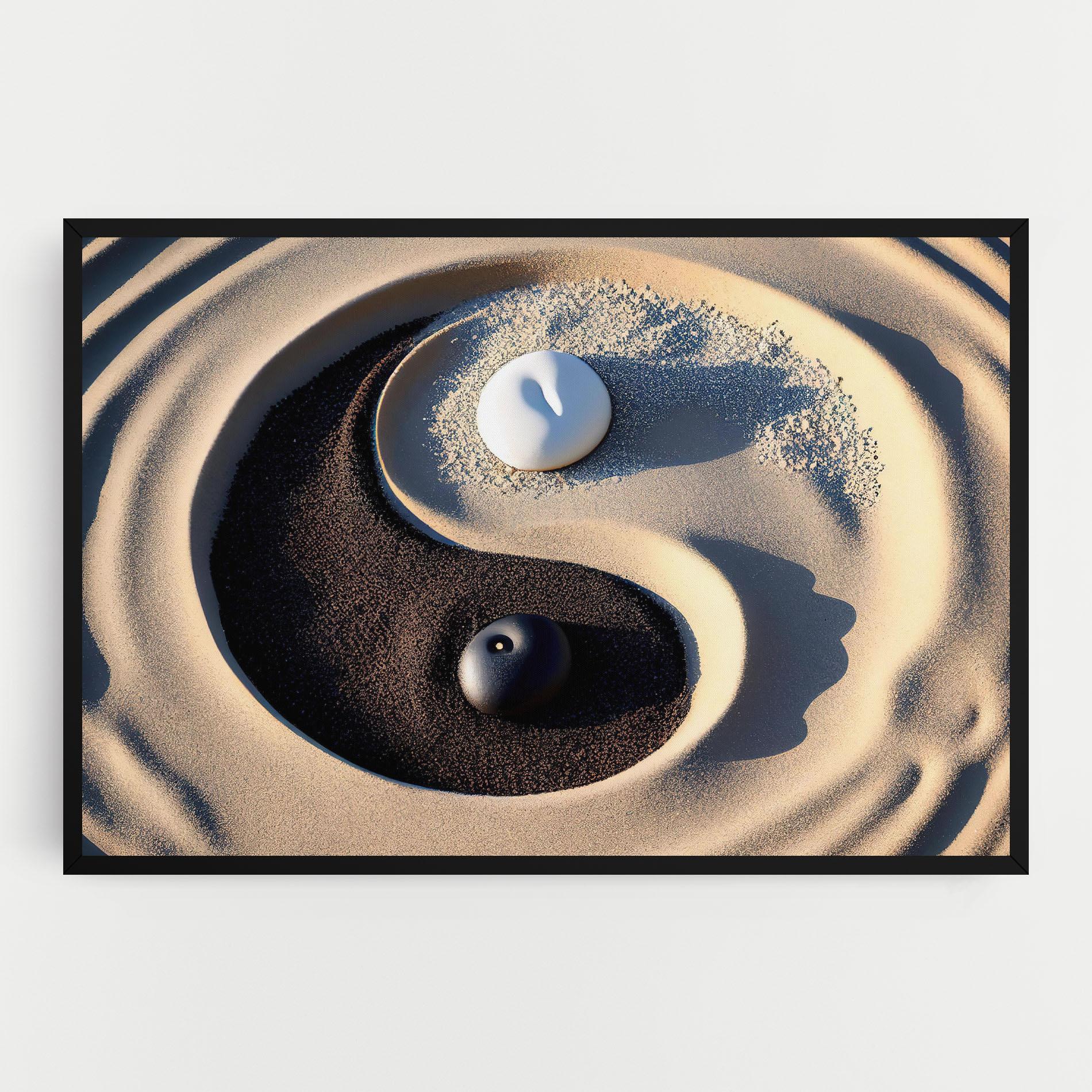 Obraz na Płótnie Black Sand Yinyang mockup 0