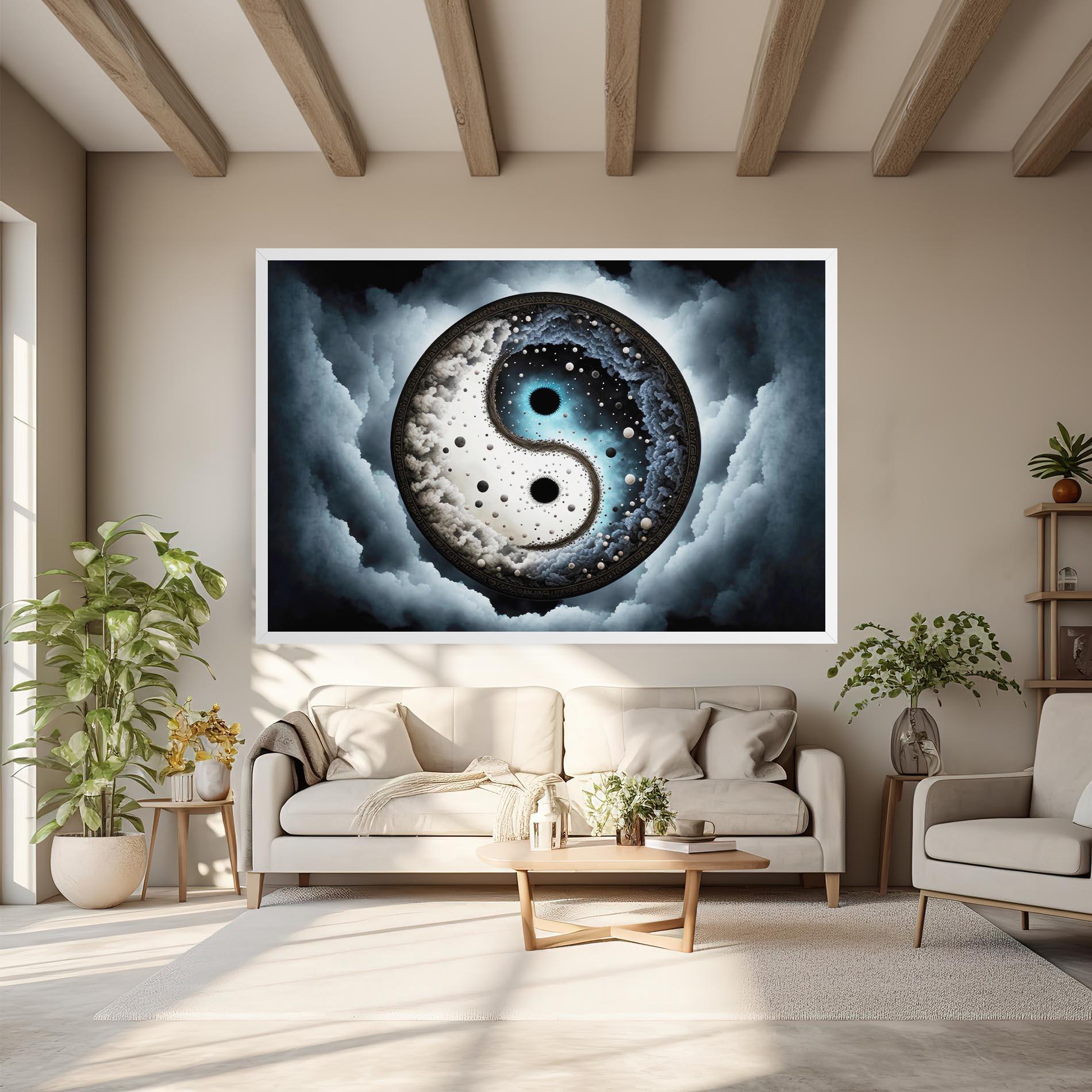 Obraz na Płótnie Black Blue Yinyang mockup 6