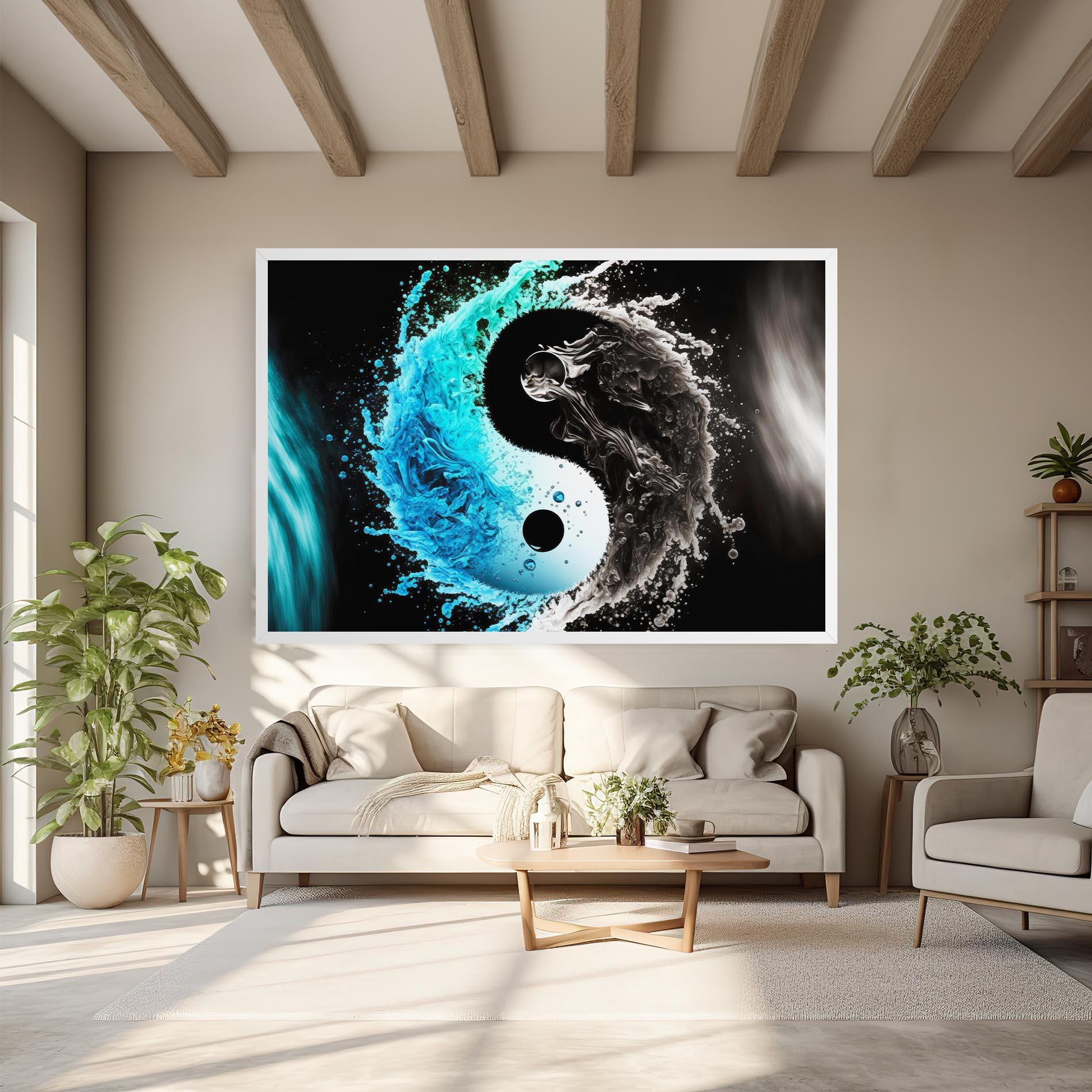 Obraz na Płótnie Blue Black Yinyang mockup 6