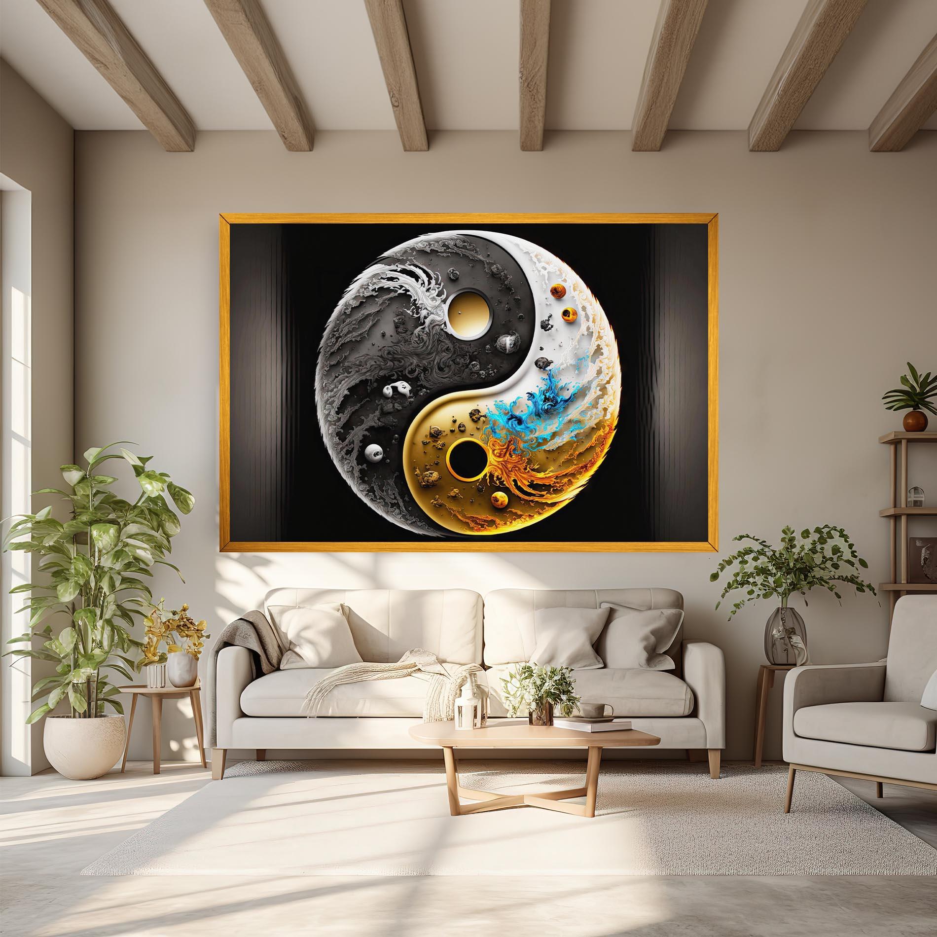 Obraz na Płótnie Black Yellow Yinyang mockup 6