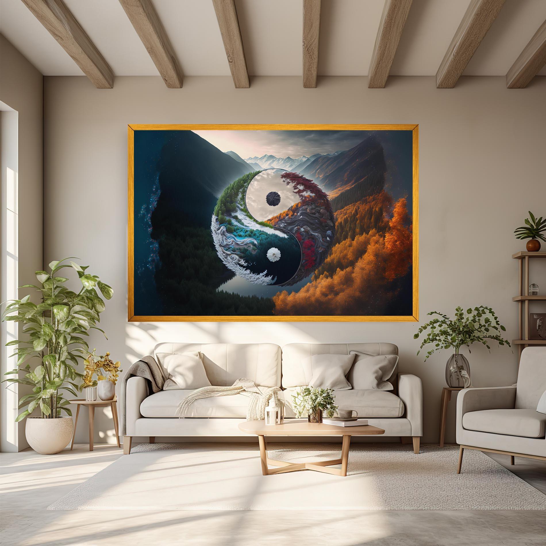 Obraz na Płótnie Mountain Yinyang mockup 6